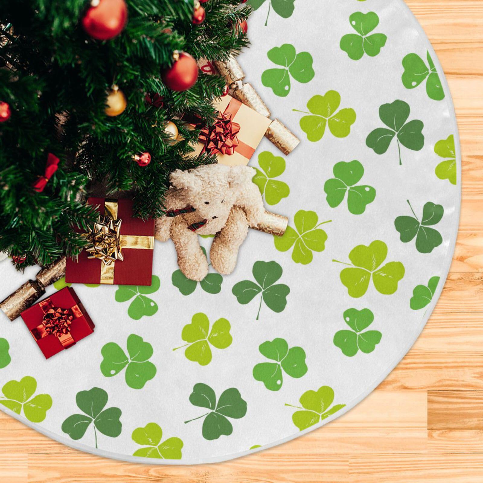 Gonna Per Albero Reversibile 91 Cm - San Valentino E San Patrizio - Cuori E Quadrifoglio - Morbido Velluto