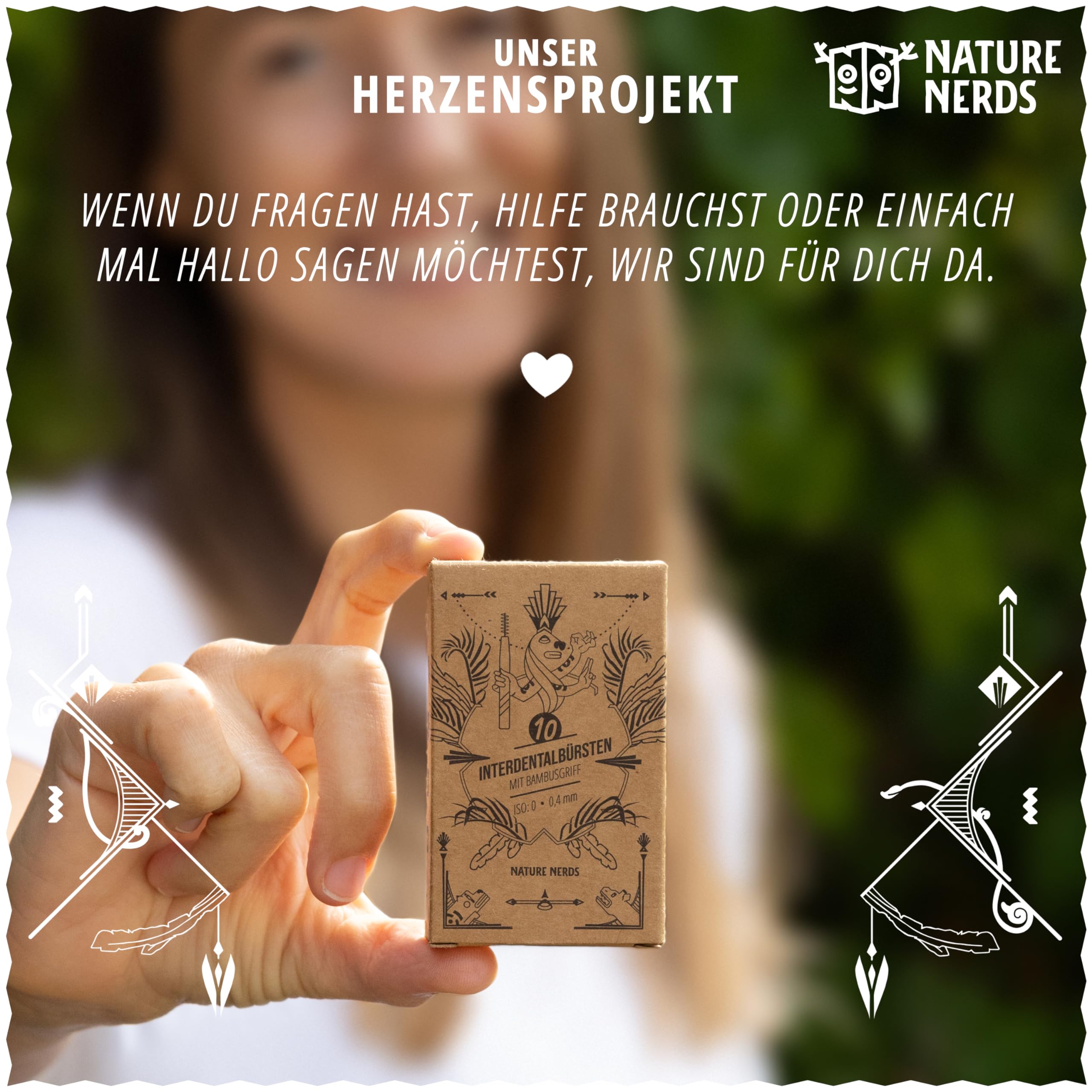 Nature Nerds - Spazzolini interdentali in un set (10 pezzi) 0,4 mm - ISO 0, realizzati con materia prima vegetale: il bambù / 10 scovolini interdentali