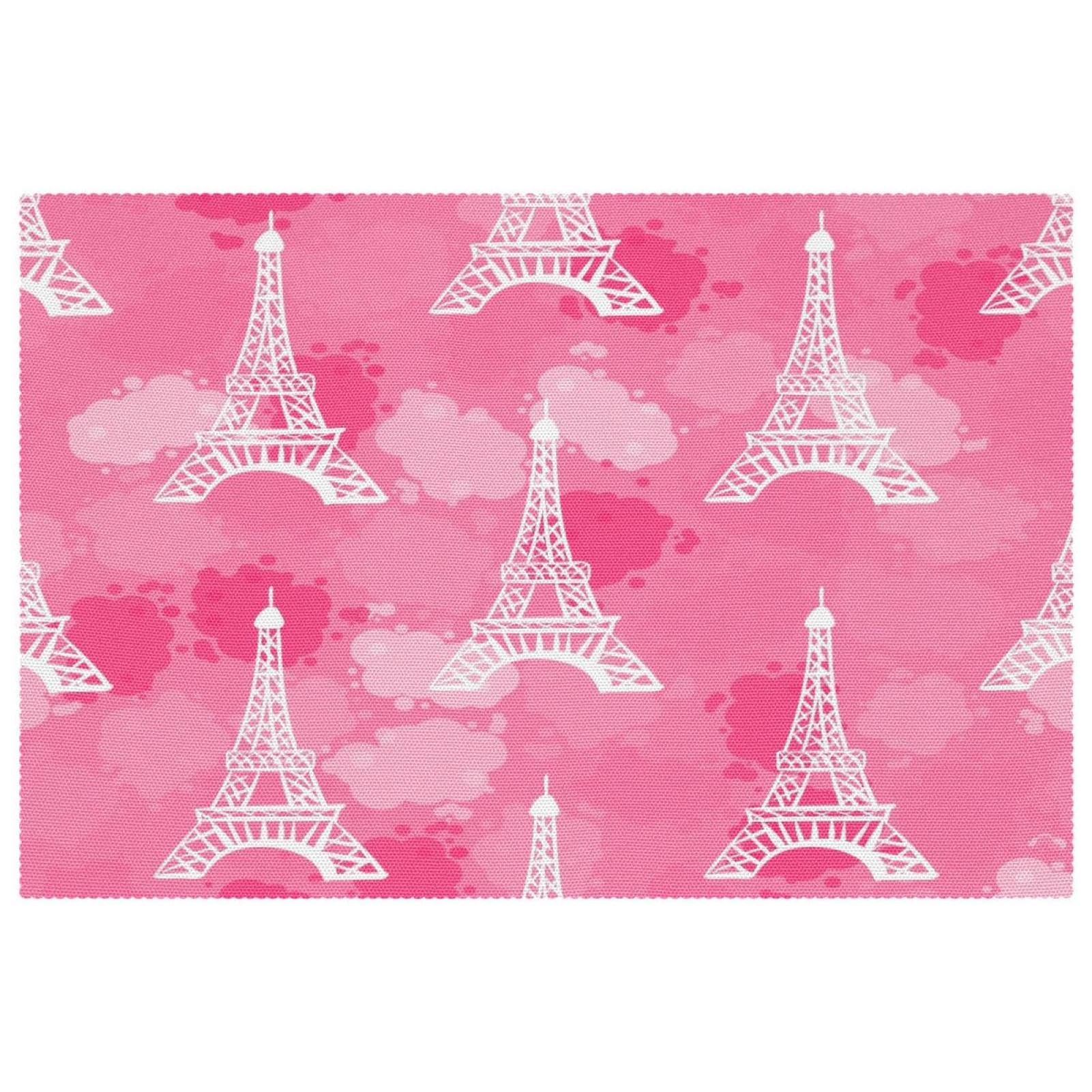 Set de table anti-rayure et chaleur lot de 6 tour Eiffel rose pour protéger table salle manger