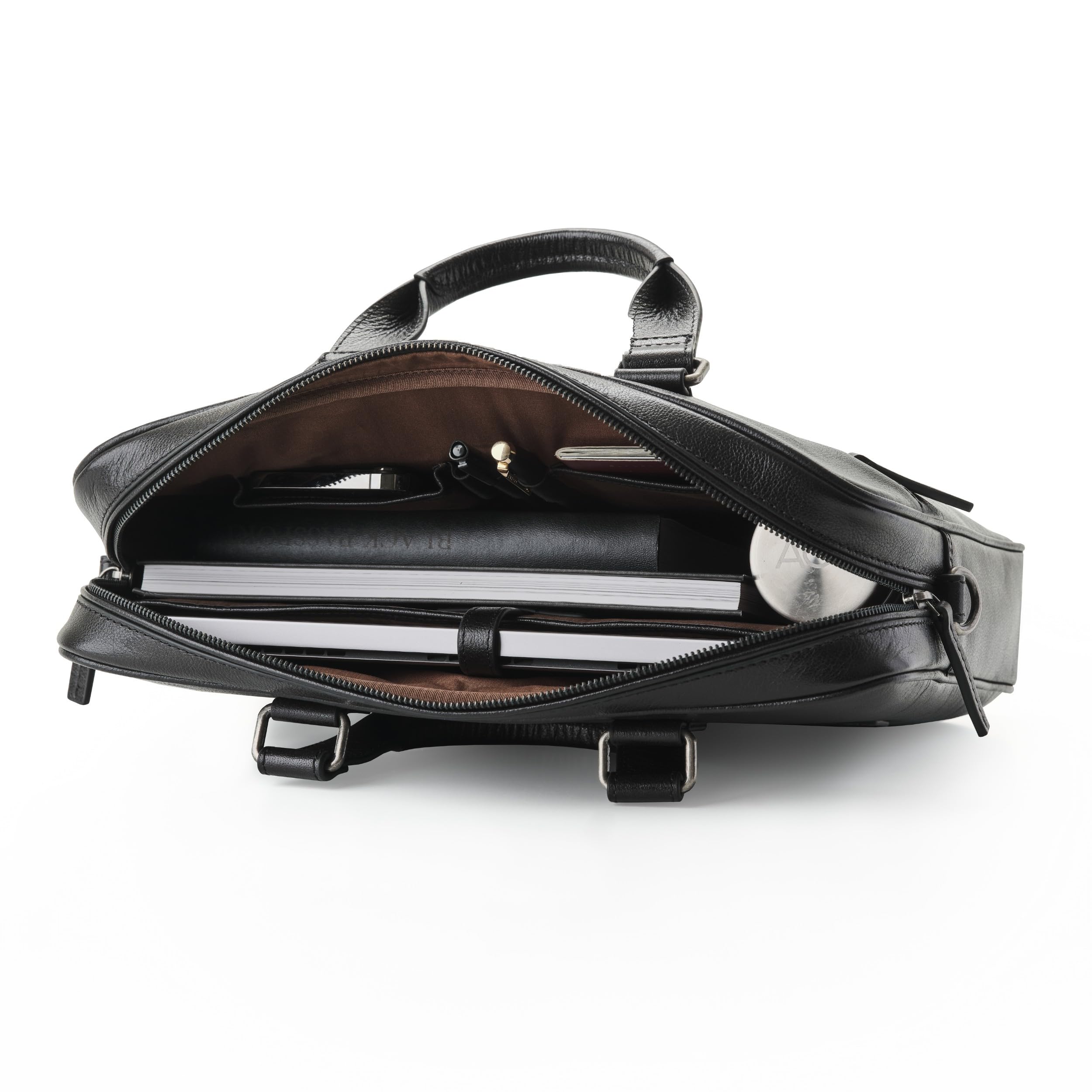 DRAKENSBERG Sacoche pour ordinateur portable 15" « Marlon » en cuir, pour homme, sacoche de luxe pour le bureau, le travail et les voyages, 8 l