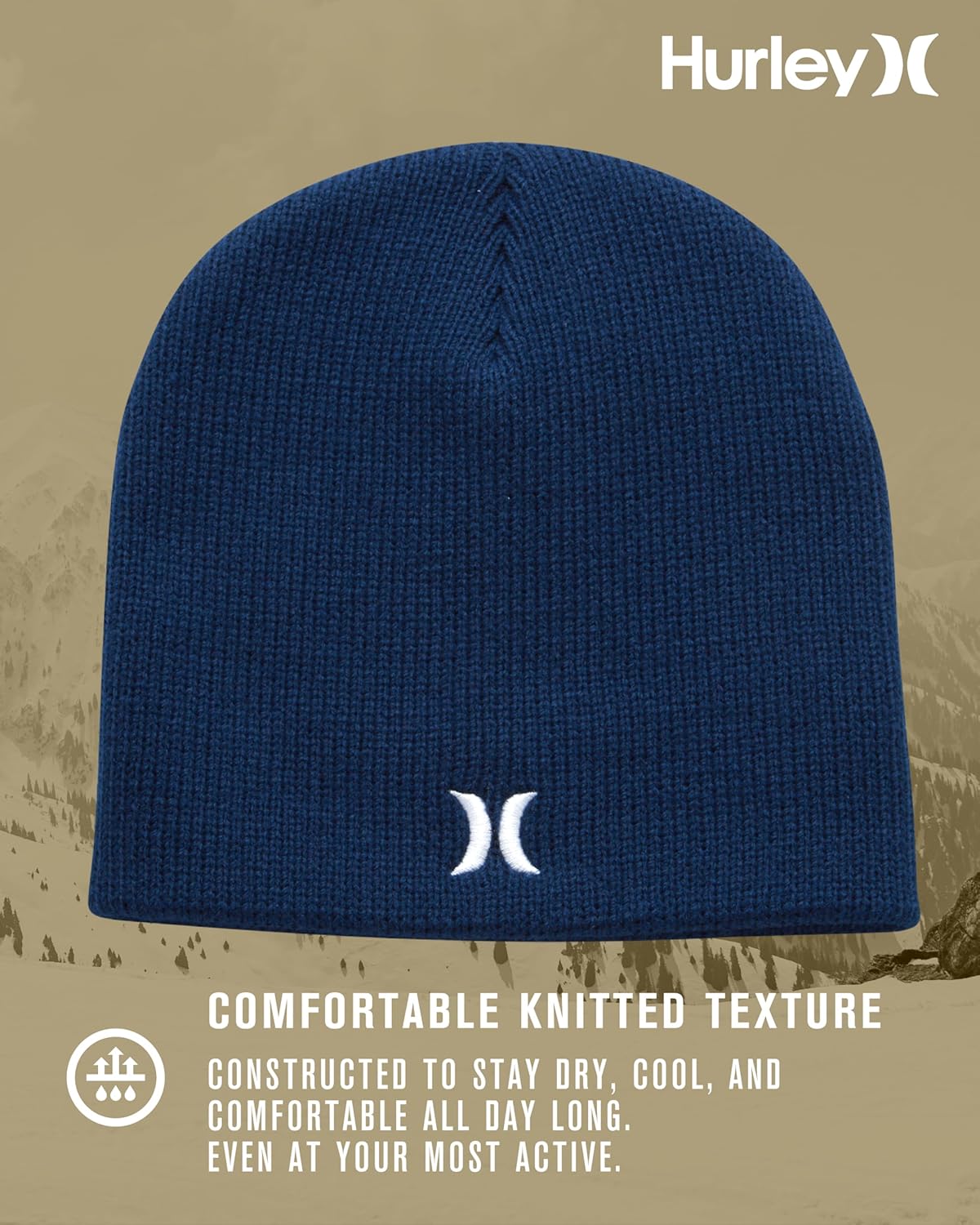 Hurley Mens Icon Staple Beanie - Classic Loose Knitted Lightweight Hat for Men - Image 3
