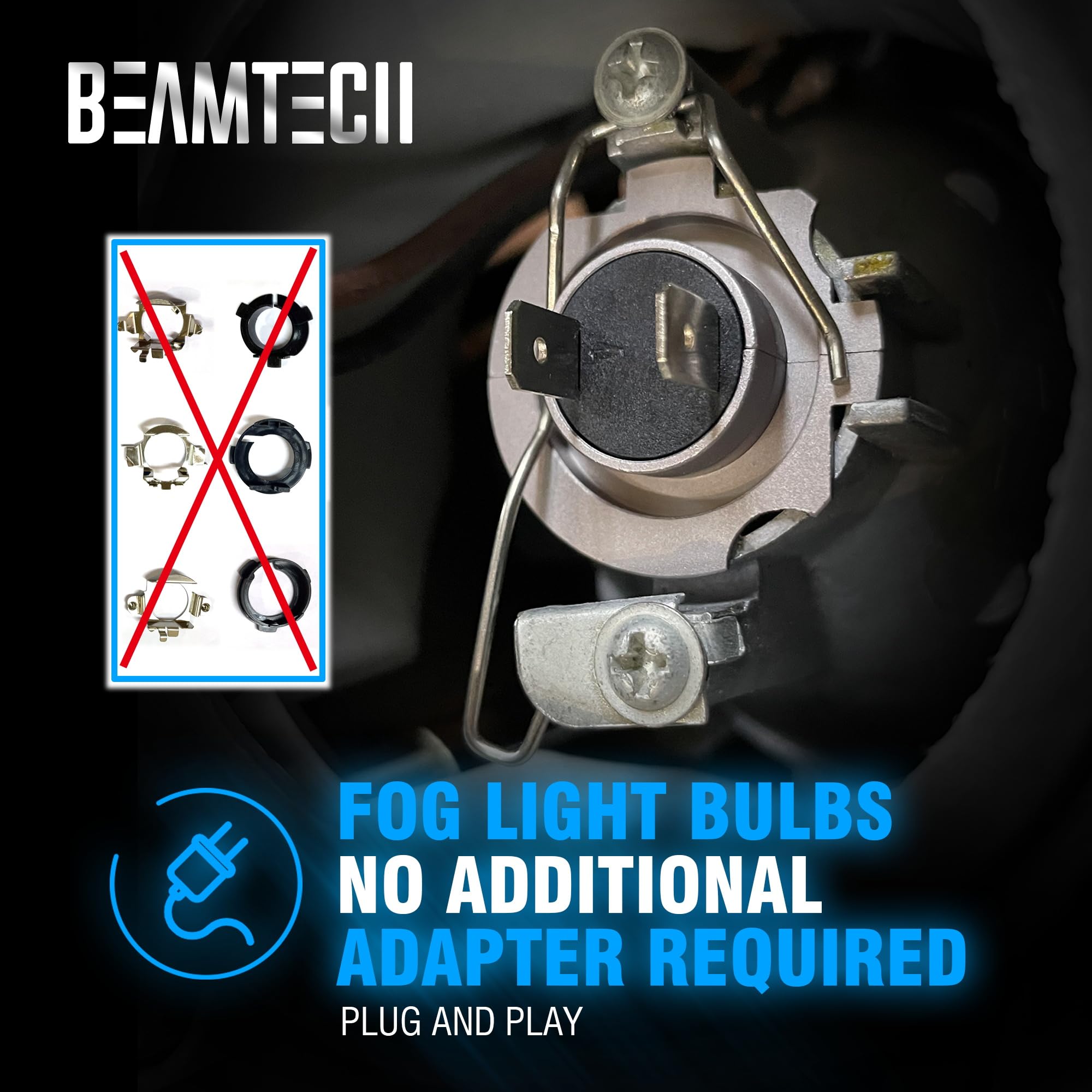 BEAMTECH Bombillas LED antiniebla H7, Plug and Play, no requiere adaptador, 6000 lm, 6500 K, blanco frío, reemplazo halógeno extremadamente brillante, paquete de 2