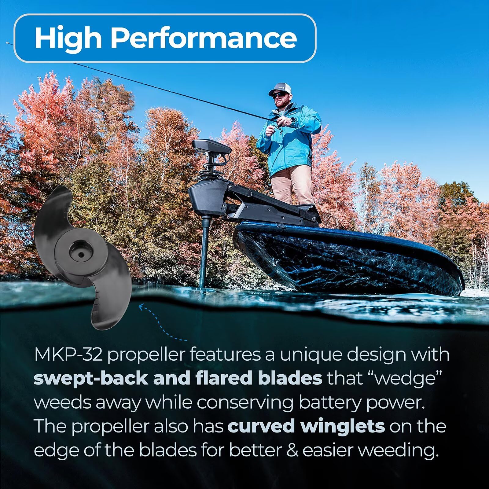 MKP-32 Trolling Motor Propeller Ersatz für Minn Kota Weedless Wedge 2 Prop #1865017#2091160, Weedless Wedge Prop Fits 3-5/20.3 cm Motor Diameters, Trolling Motor Replacement Parts