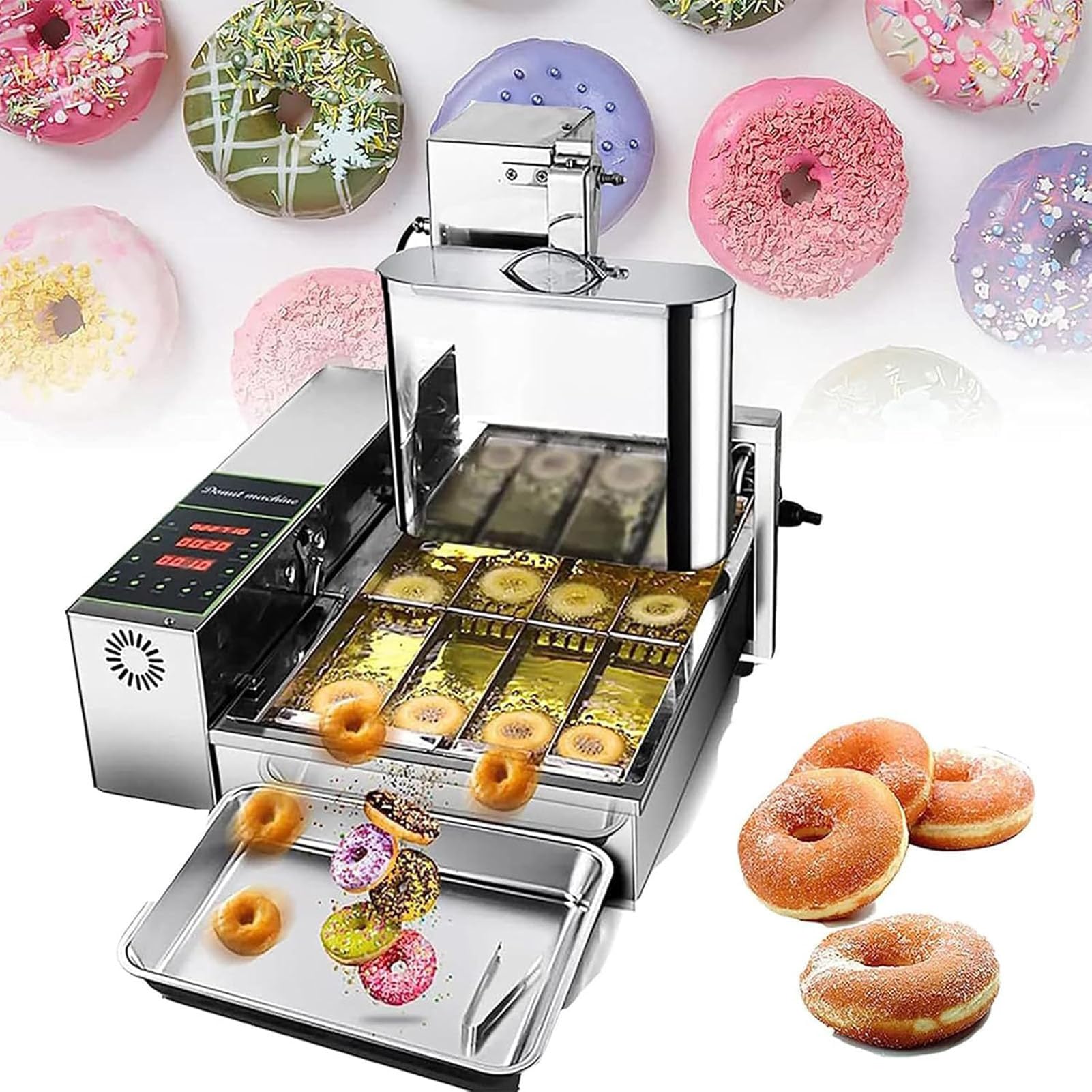 Friggitrice Digitale Per Ciambelle, Macchina Automatica Per Ciambelle Commerciale a 4 File, Friggitrice Per Ciambelle, Friggitrice Automatica Per Ciambelle In Acciaio Inox Per Casa, Ristoranti