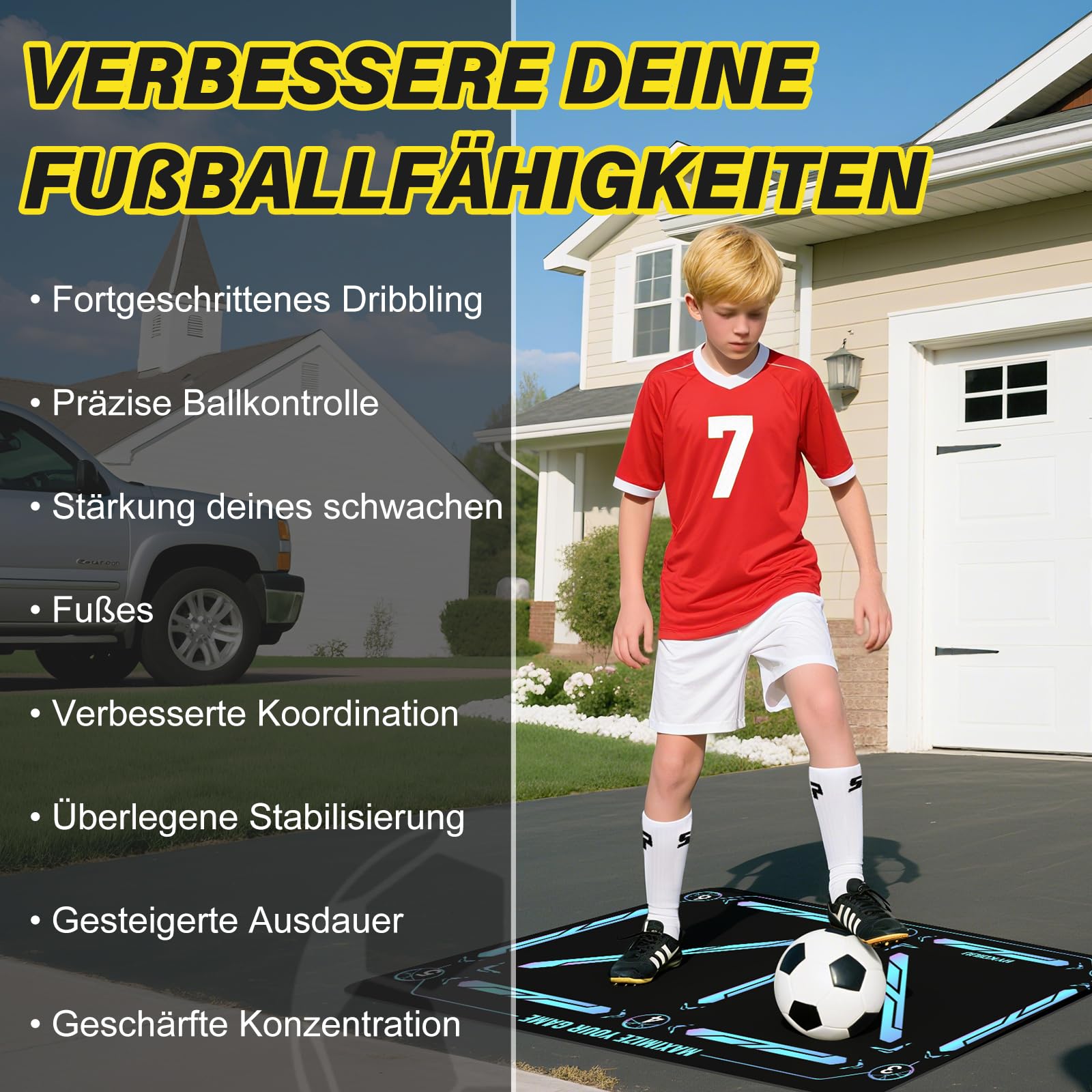 Fussball Matte 60 * 90cm Fußball Trainingsset Mit Schulungsvideo Rutschfesten Fussballsocken – Fußball Trainingsmatte Für Ballkontrolle & Schritt-üBungen Fussballmatte Training Kinder