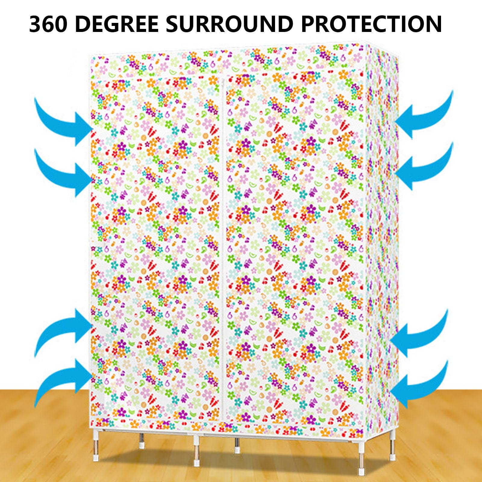 Armario,Armario de Lona Portátil,Armario de Tela con Barra para Colgar y Bolsillos Laterales,Armario Plegable para Dormitorio,Grey-128x45x170cm