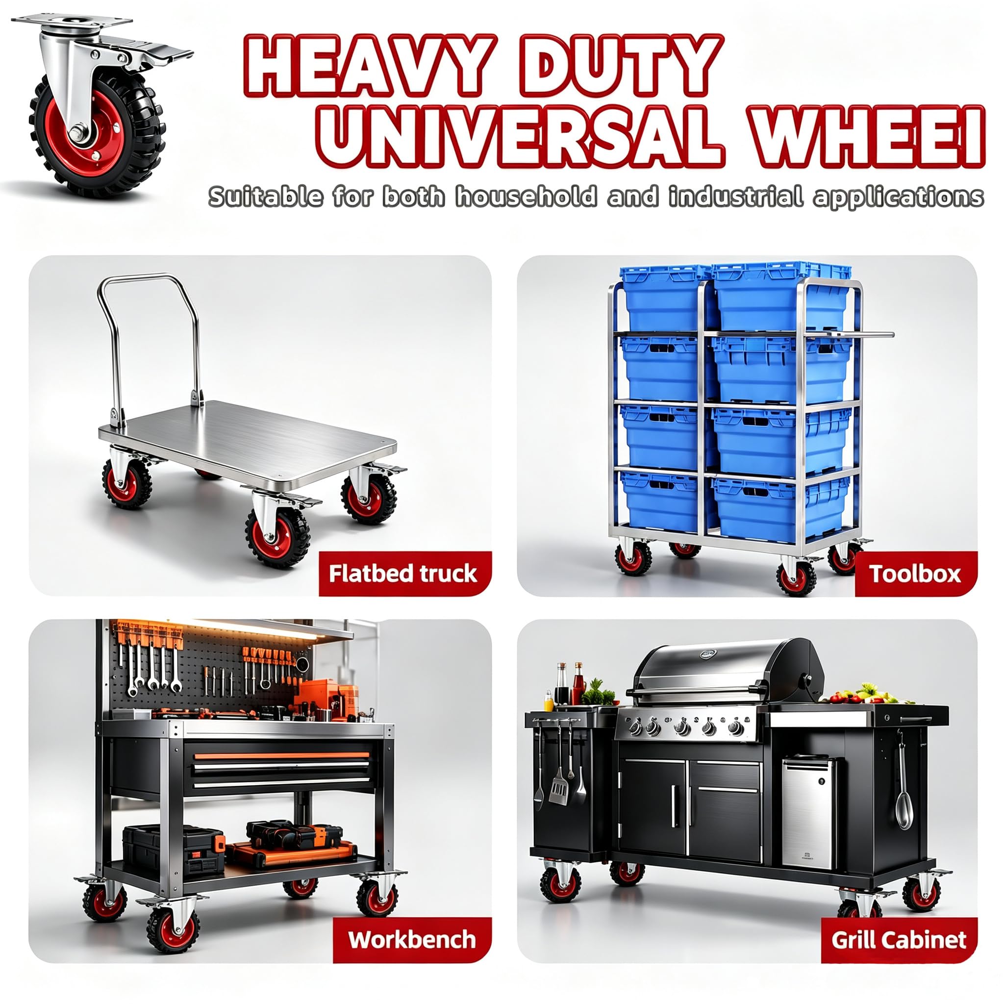 Heavy Duty Caster Wheels - 2400lb Capacity -5
