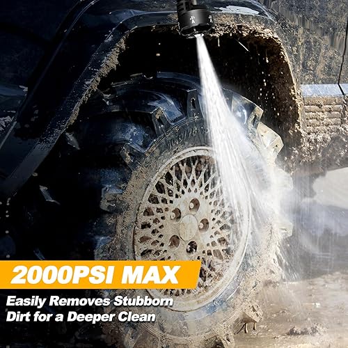Miniatura 2 de Lavadora a presión inalámbrica con grifo y conector de manguera de jardín, 2 baterías de 5.0 AH, lavadora a presión portátil de 2000 PSI MAX con