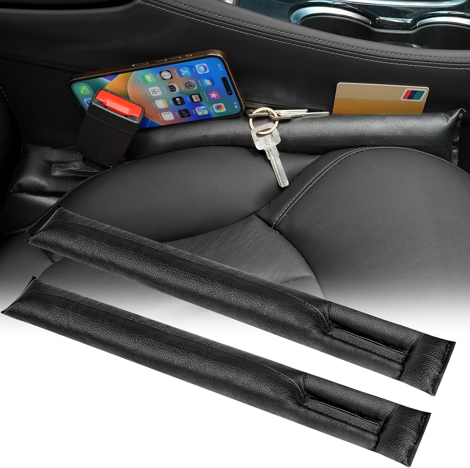 Adiwo Car Seat Gap Filler Set, 2 Pcs PU Leather Seat Gap Soft Pad for Car Seat, Car Seat Cushion