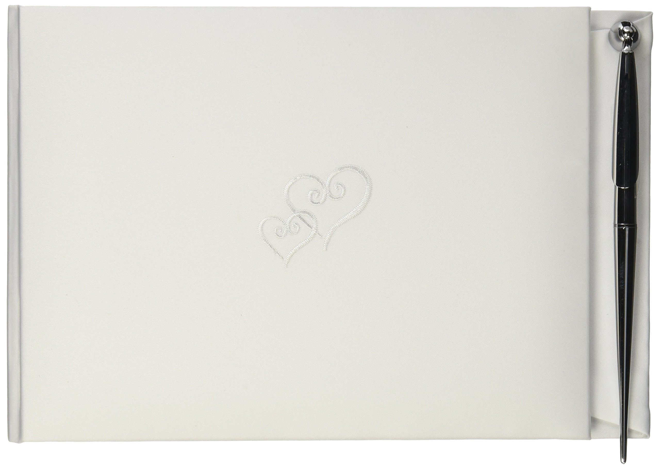 Livre d'enregistrement d'invités double cœur brodé blanc Matrice Vl105gb chic