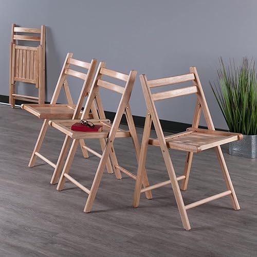 Miniatura 2 de Winsome Robin Folding Chair Set, No assembly, Natural, Set of 4 Natural Finish,Teca,Nuez,Blanco