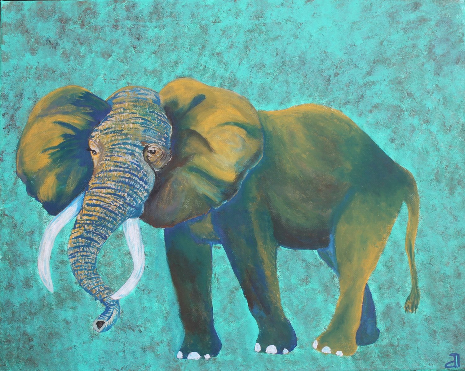 Giclee PRINT 11x14 Abstract African Elephant Painting 16x20 Acrylic Colorful Bold Animal Art Nature Wildlife Contemporary