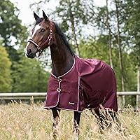 Vista 4 de HORZE Glasgow - Sábana de caballo ligera impermeable (sin relleno), color borgoña, 69 pulgadas