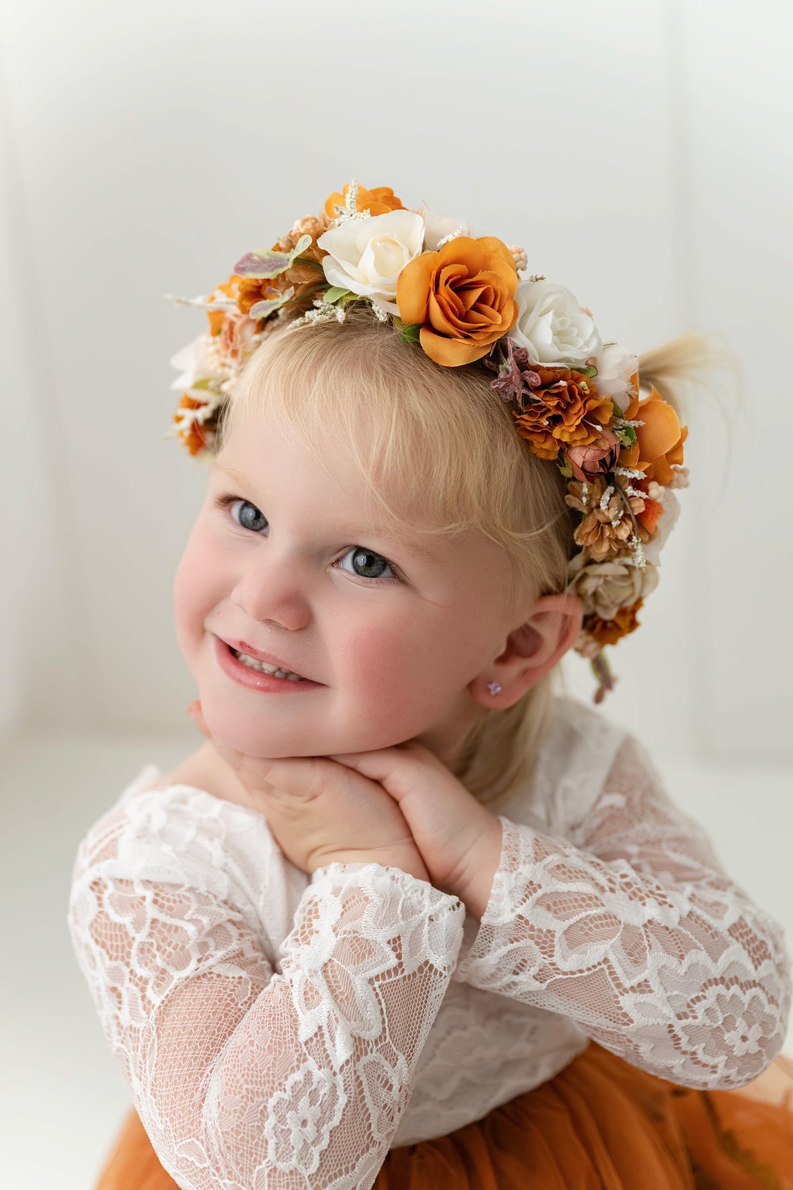 Amazon.com : PoshMyra Burnt Orange Flower Crown for Girls 