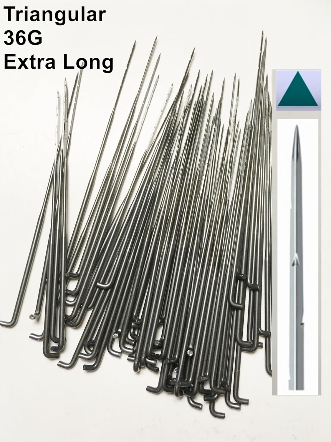 Morezmore M01229x50 50pc Felting Needle 36G Medium Standard Triangular Extra Long 3.5" QC1