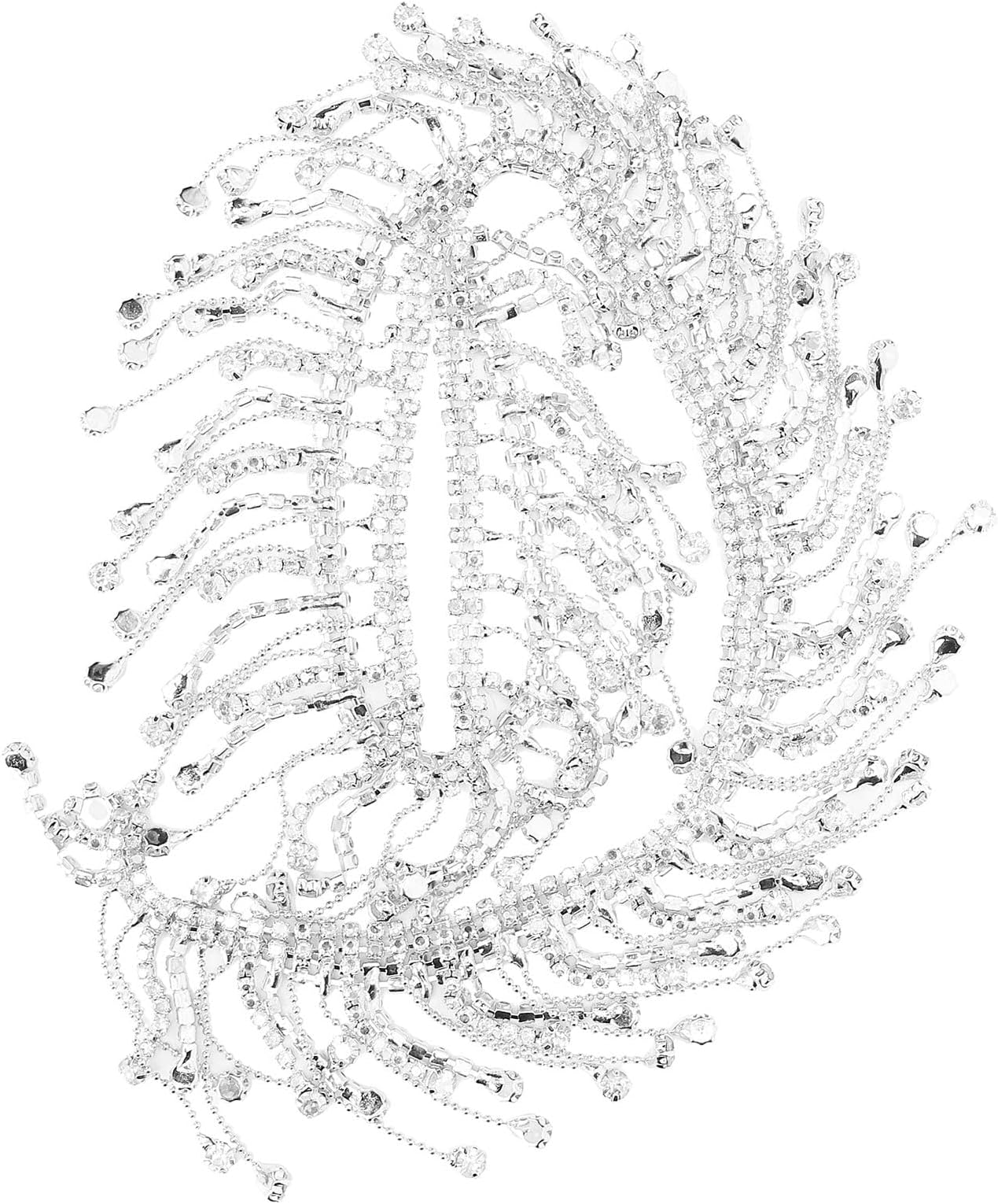 Rhinestone Fringe Trim Crystal Tassel Chain Diamond Fringe Beaded Fringe Ribbon Crystal Applique Trim For Sewing Crafts Wedding Bridal Dress Party DIY Decoration(1 Yard