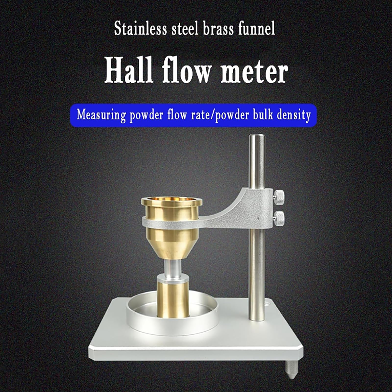 MObyat Hall-Durchflussmesser, Schüttdichtemessgerät für Pulver, Fließfähigkeitsprüfer mit 2,5- und 5-mm-Messingtrichter zur Messung von Durchflussrate und Schüttdichte von metallischen
