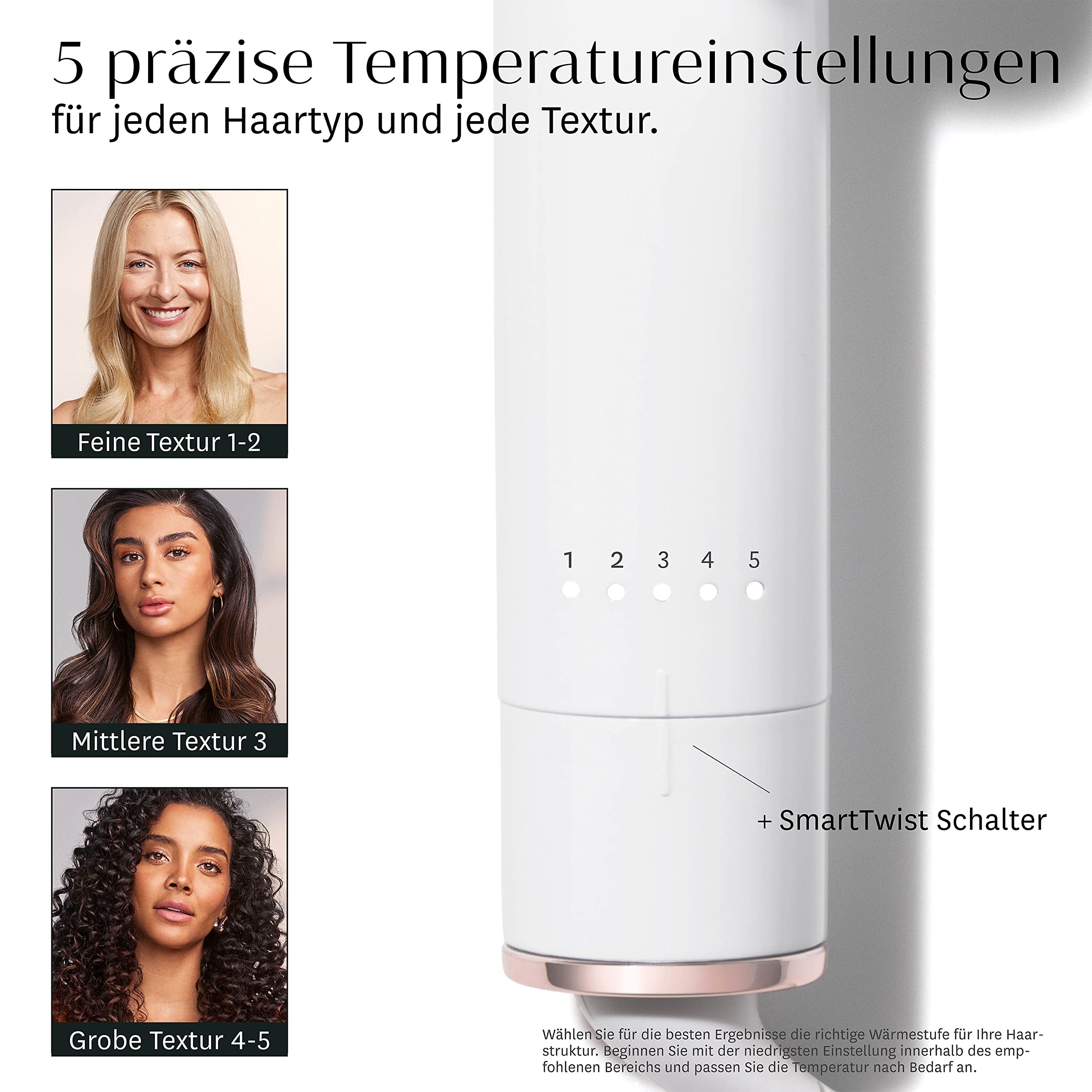 T3 SinglePass Curl –Professioneller Lockenstab, Langer Locken- und Stylingstab aus spezieller Keramikmischung mit unterschiedlichen Temperatureinstellungen für seidig-glänzende Locken und Wellen, Weiß