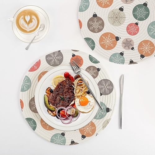 Miniatura 4 de 3 Pcs Trivet Pot Holder Colorful Christmas Balls Pattern for Hot Dishes 15in Cotton Thread Weave Kitchen Hot Pads for Cooking Pot Kitchen Aid