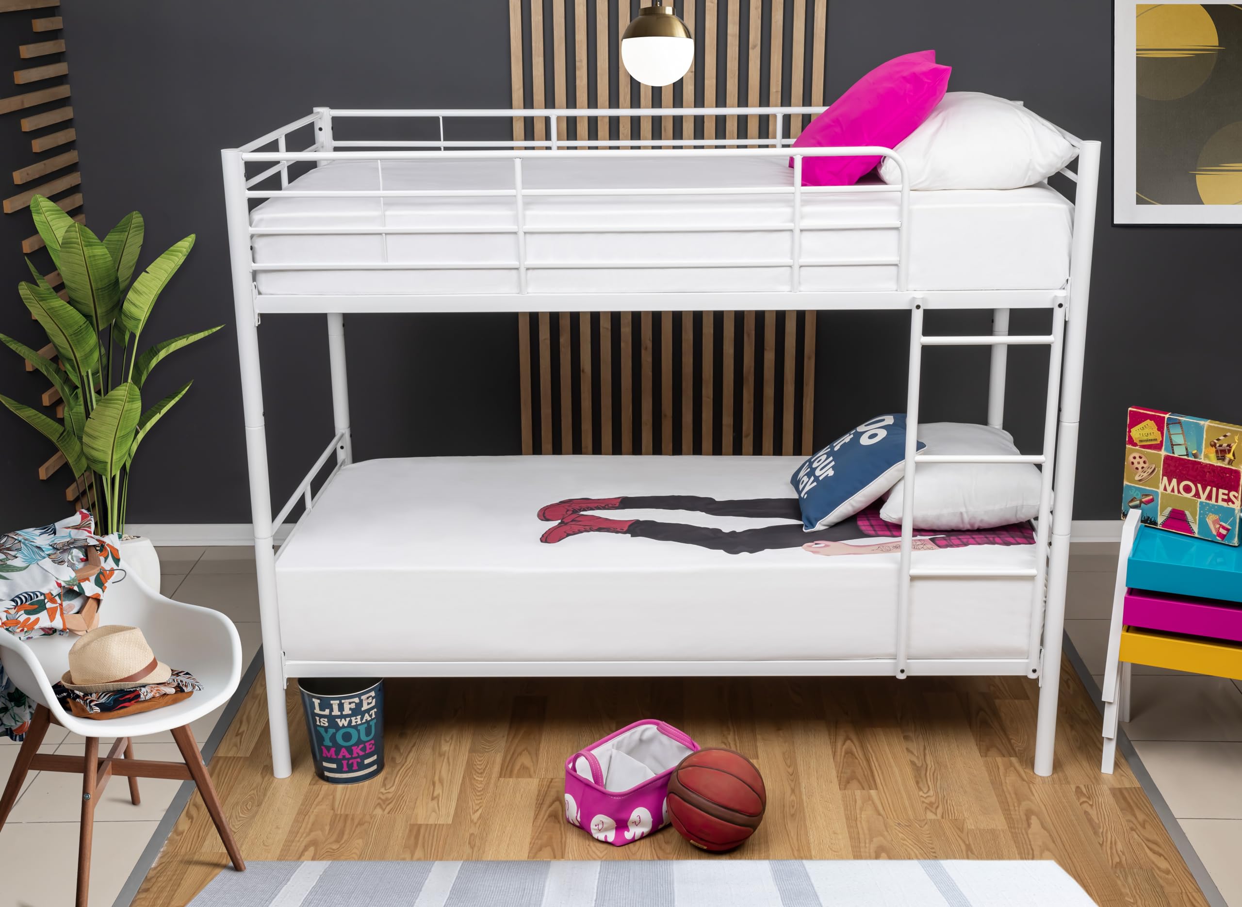 Letto a castello metallico bianco 90 x 190