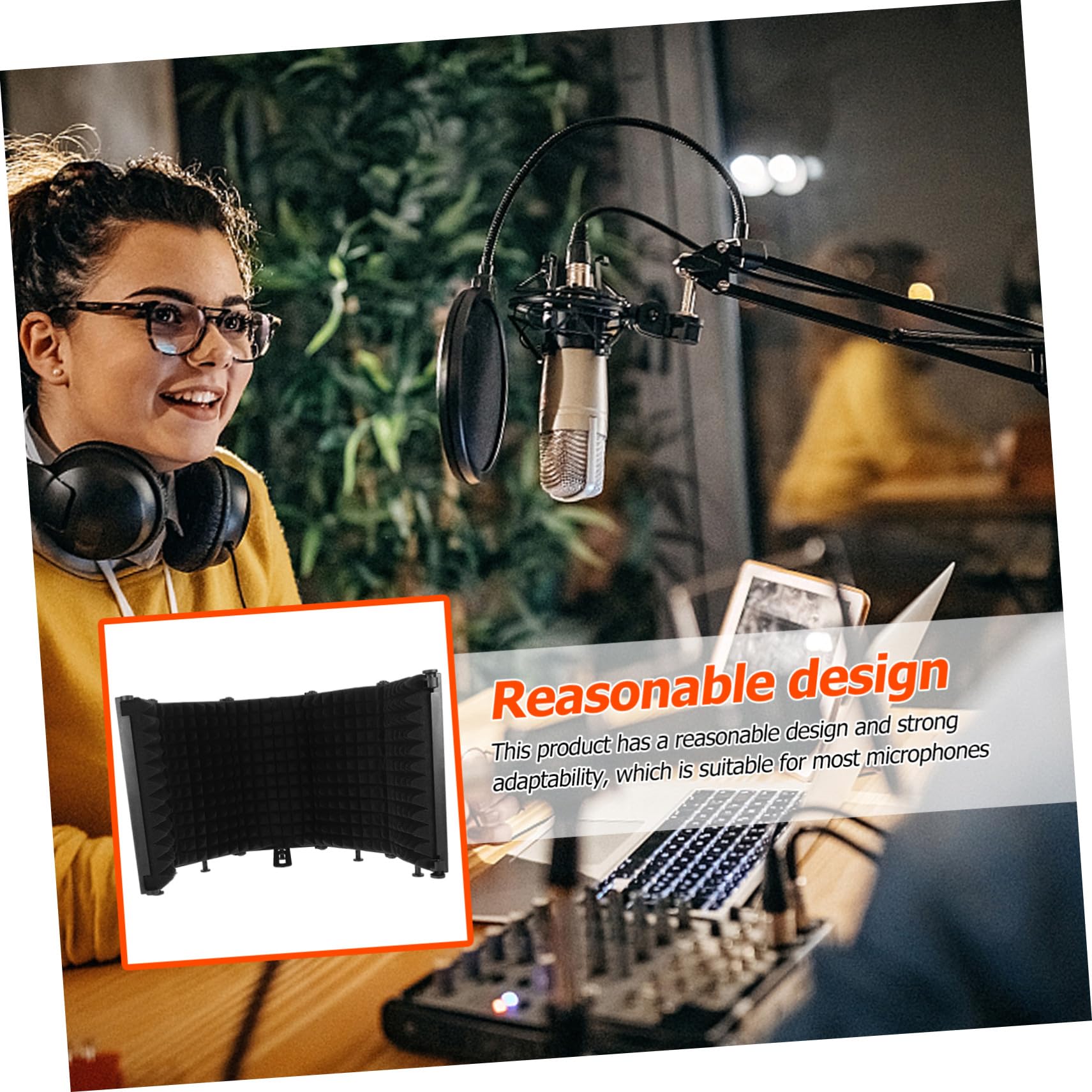 BESTonZON Mikrofon Schallschutz Fünf Tür aus Abs und Eva mit Faltbarem Design zur Geräuschreduzierung für Studioaufnahmen und Professionelle Mikrofonabschirmung