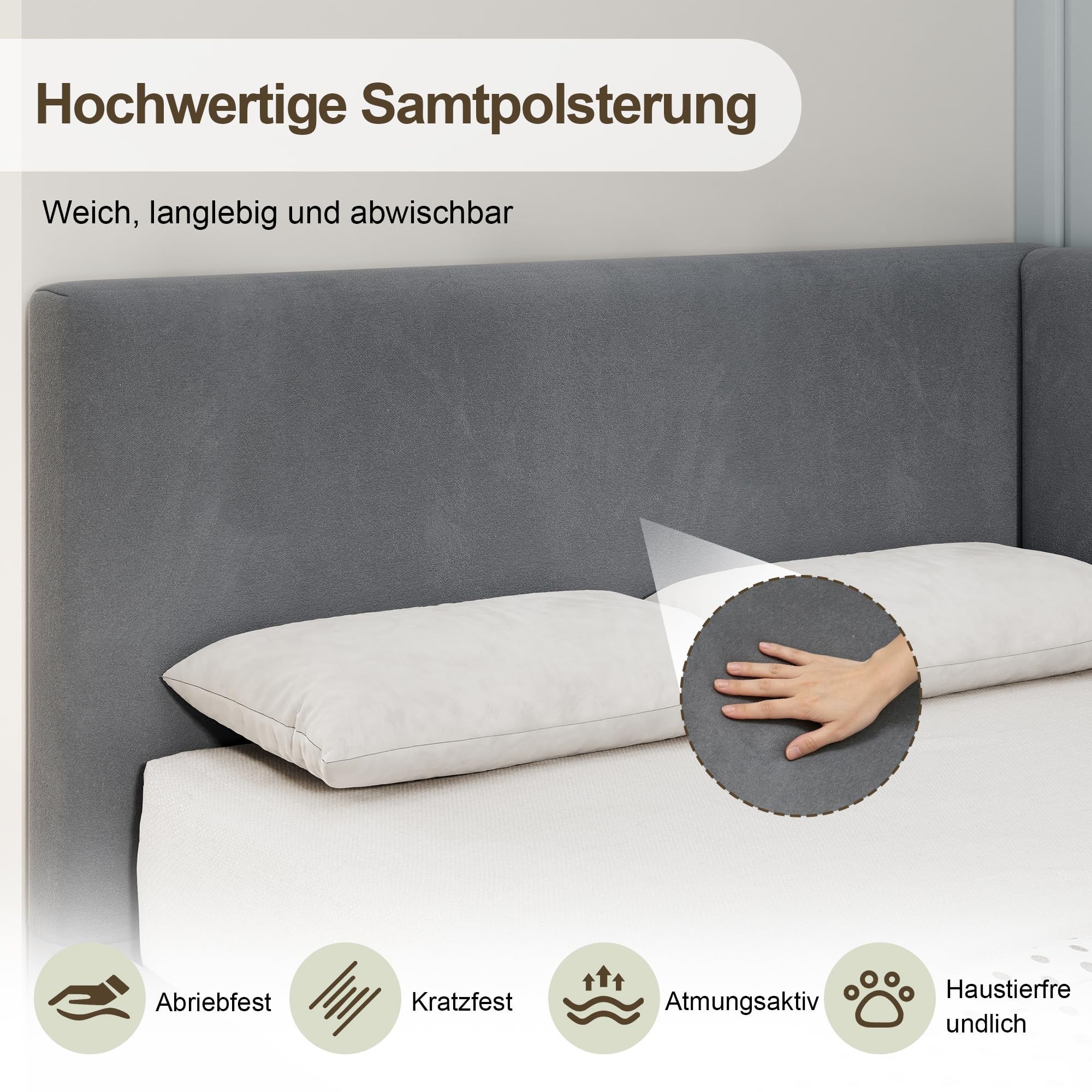 LUXOAK Polsterbett Schlafsofa 90x200 mit Hydraulischem Stauraum & Metall-Lattenrost, Tagesbett aus Samt, Kinderbett Gästebett Jugendbett (Dunkelgrau)