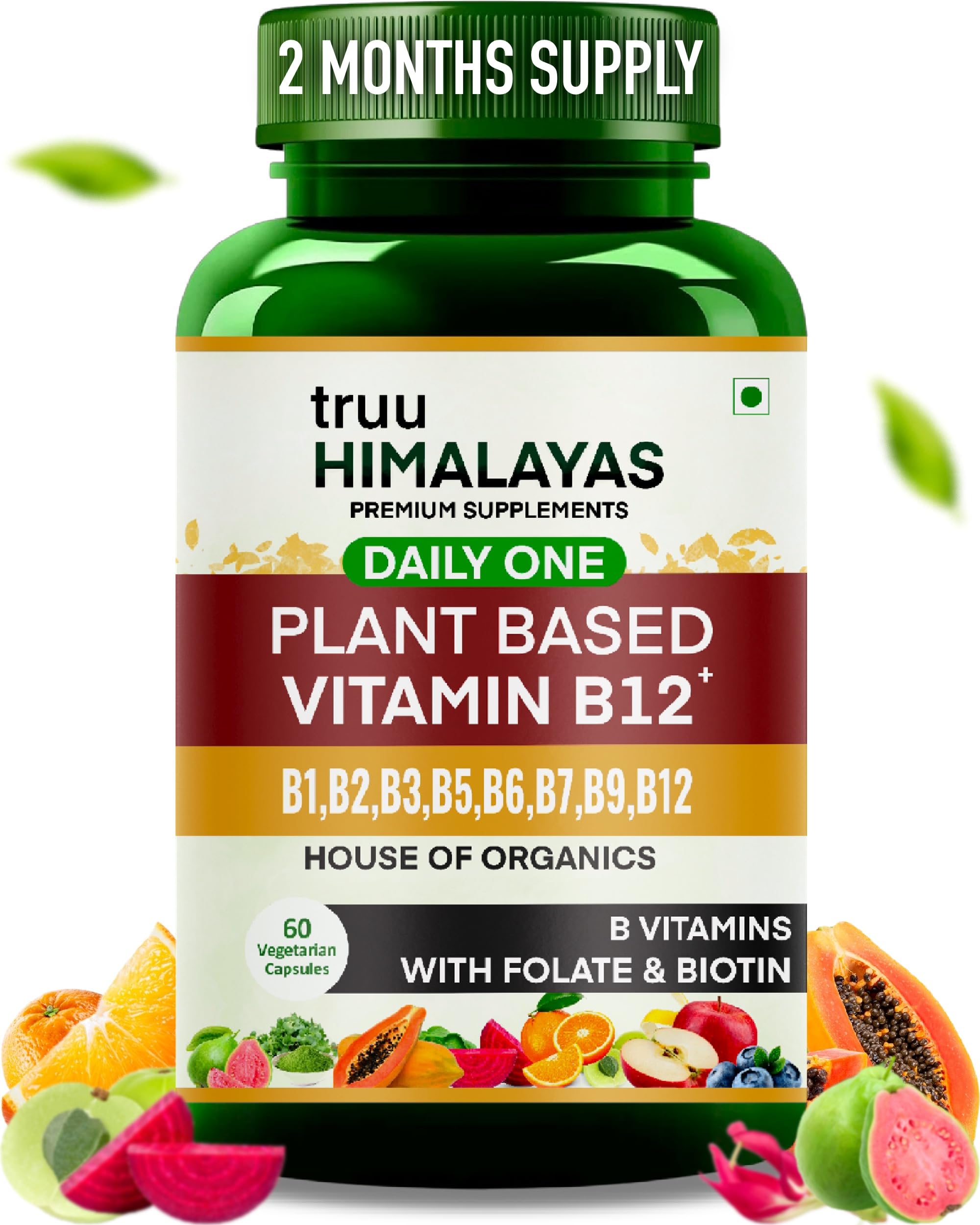 truu Himalayas Plant Based Vitamin B12 Supplement B1,B2,B3,B5,B6,B7,B9 2Months Organic Vit B-12 for Men & Women - Natural Ayurvedic Rasayana -Act. Inlife, Nerve, Hair & Skin Health -60 Vegan Capsules (B0CRRCLYPP) Amazon Price History, Amazon Price Tracker