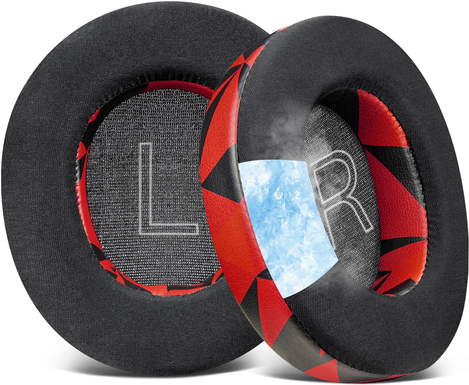 Cooling-Gel Replacement Earpads for Steelseries Arctis Nova Pro Wired, Nova 1/1X/1P/3/3P/3X/4/4P/4X/5/5P/5X/7/7X/7P Headphones, Ear Pads Cushions with Noise Isolation Foam - Red Storm