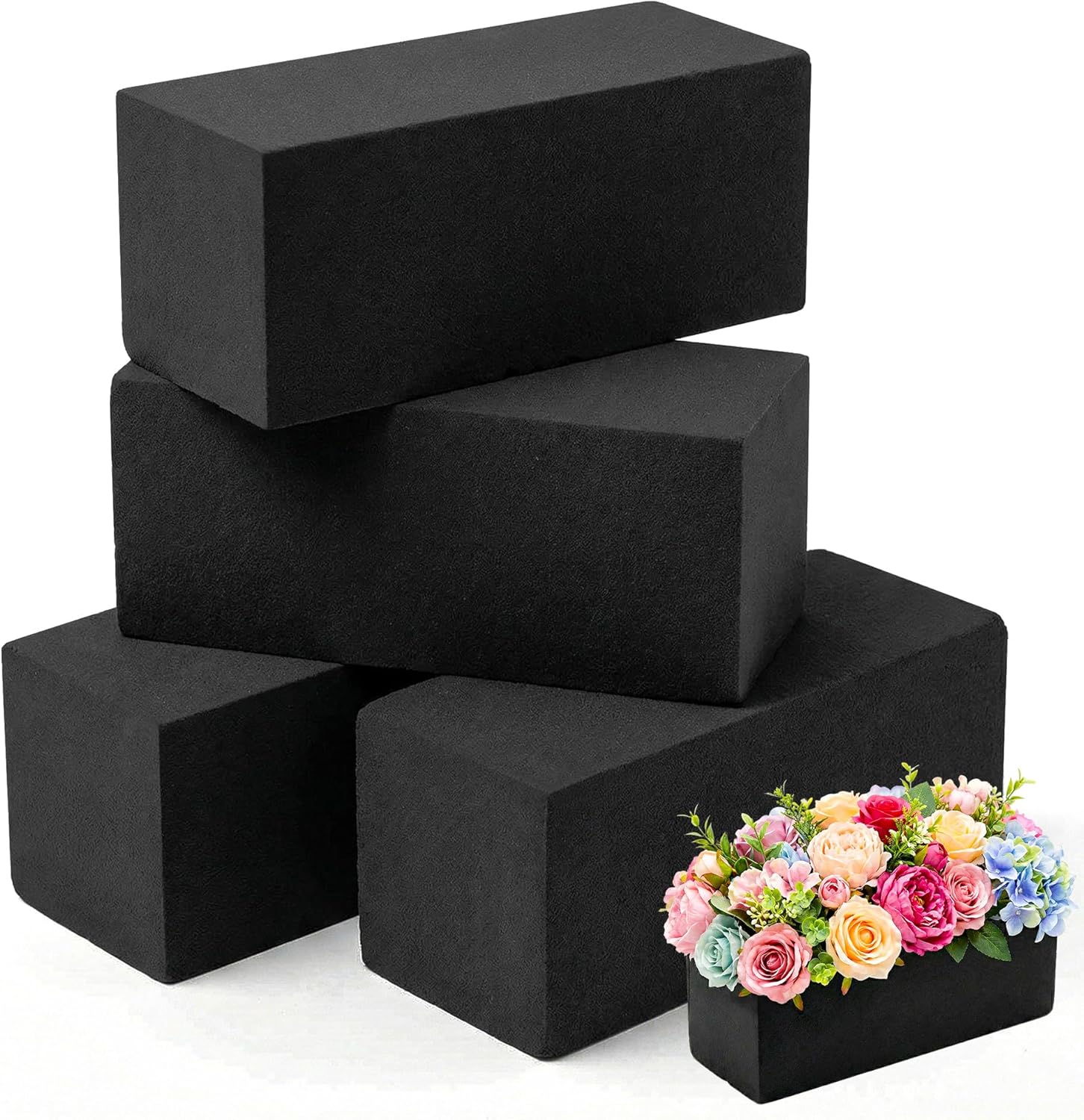 Max Shape Black Floral Foam Blocks for Artificial & Dried Flowers, Reusable Floral Foam Blocks, Water Resistant Flower Foam Blocks, Dry Floral Foams for Artificial Flowers (8, 9x2.99x2.99")