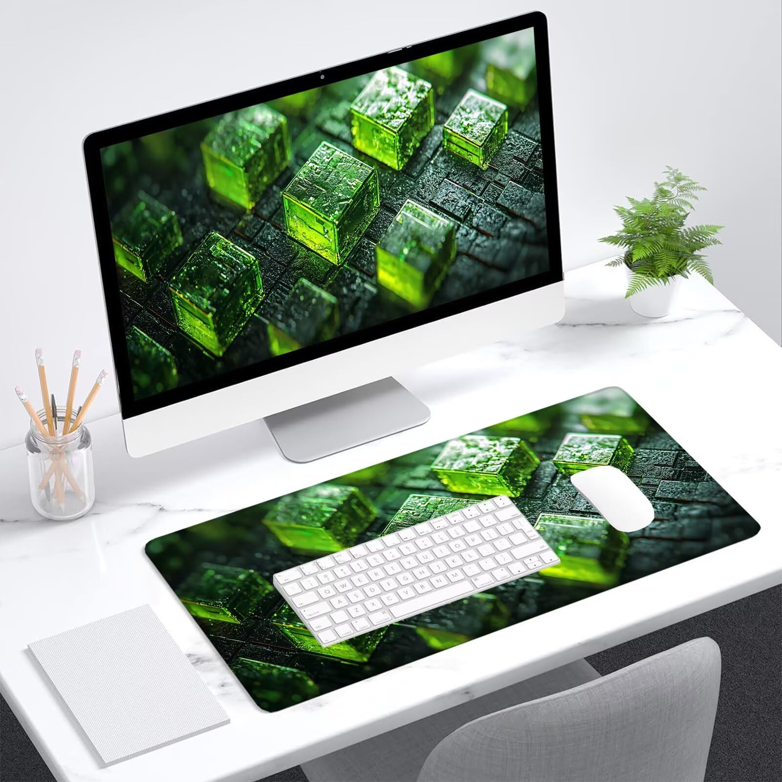 Alfombrilla Ratón Verde 1000 x 500 mm Alfombrilla Ratón XXL Gaming, Tapete Escritorio con Bordes Cosidos, Mouse Pad con Base de Goma Antideslizante, Mejora Precisión y Velocidad, (Ciberpunk), -963