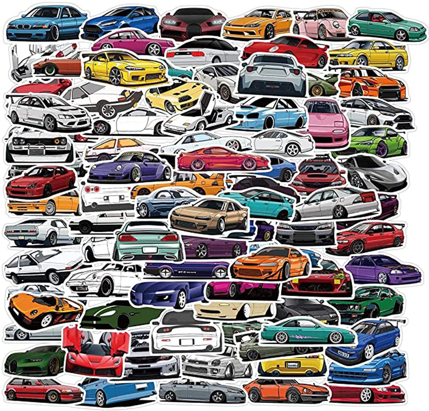 Khazna Sport Car Racing Stickers, 100Pcs Sports Car Stickers Durable Racing Graffiti Decals for Laptop Computer Guitar Skateboard Water Bottles Phone Motorcycle Vinyl Stickers for Teens Adults