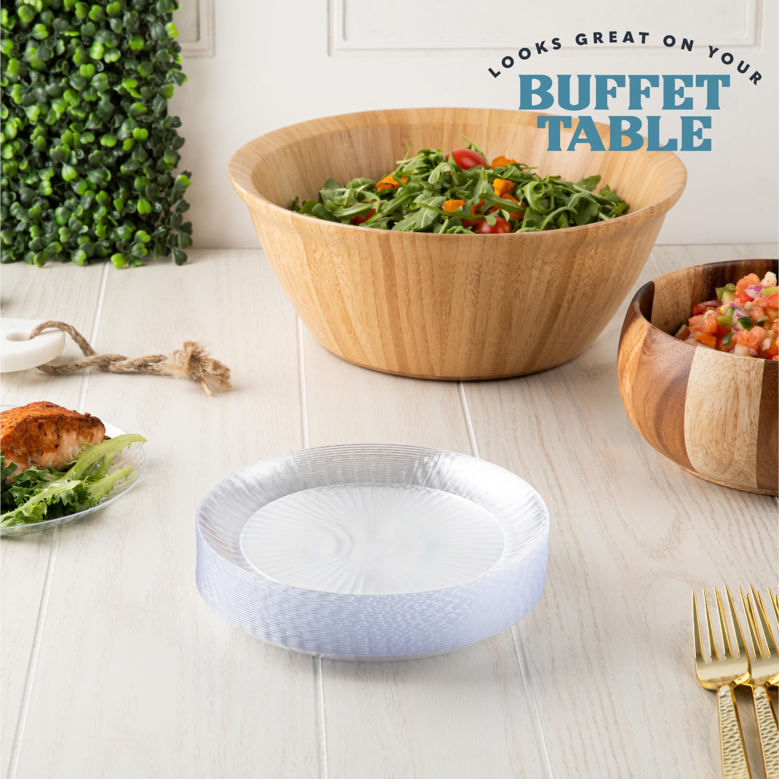 PLASTICPRO 60 Pack Crystal Like Clear Disposable 7 inch Plastic Plates Dinner Dishes Plates for Special Occasions Parties