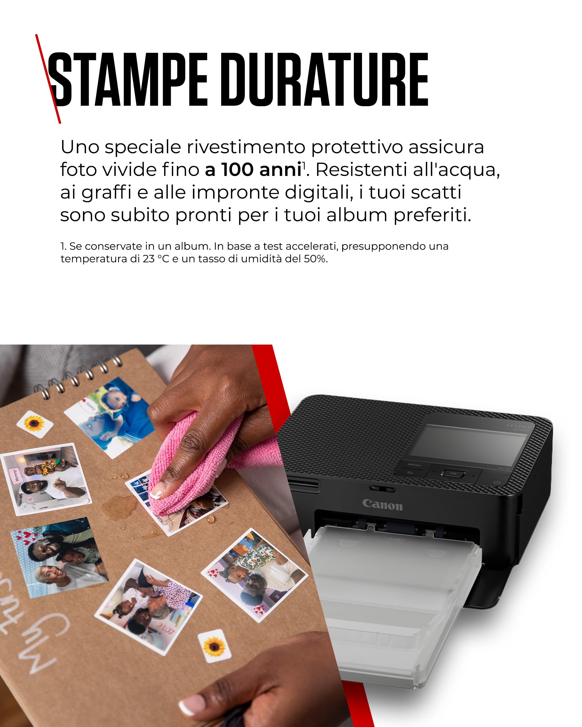 Canon Stampante fotografica portatile SELPHY CP1500 con kit carta, nero - Stampante Bluetooth wireless con accessori - Compatta e leggera - Con 54 fogli di carta 4x6