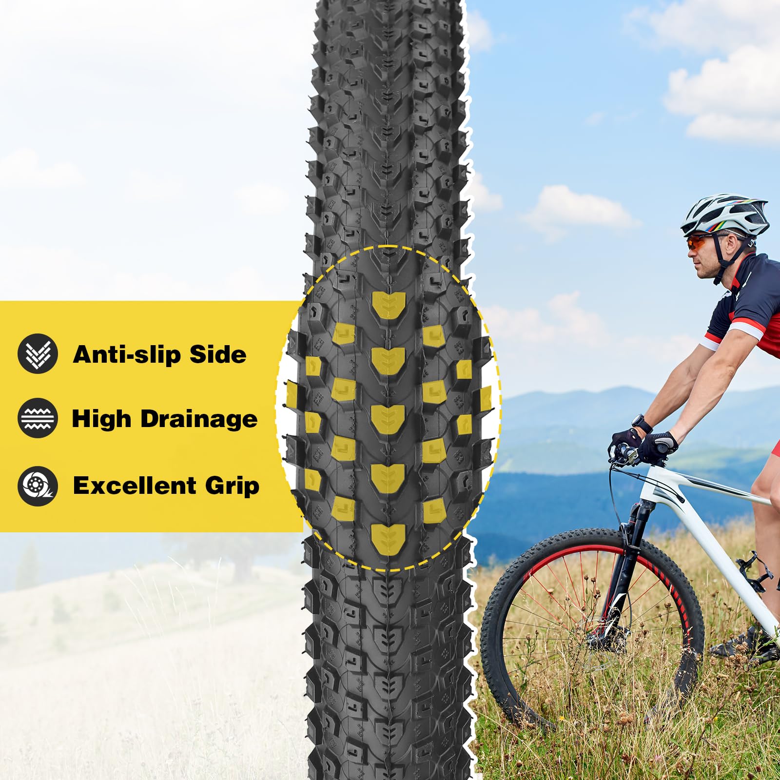 ZUKKA Pneumatico per bici 20/24/26/27,5/29 x 2,125 pneumatico per bici da mountain bike pieghevole per mountain bike, per bambini