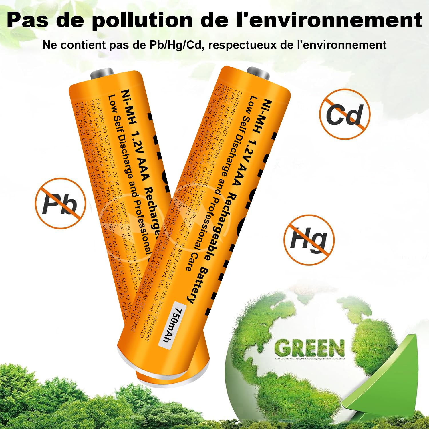 Piles Rechargeables AAA 750mAh 1,2V Ni-MH Lot de 6 pour Gigaset Panasonic