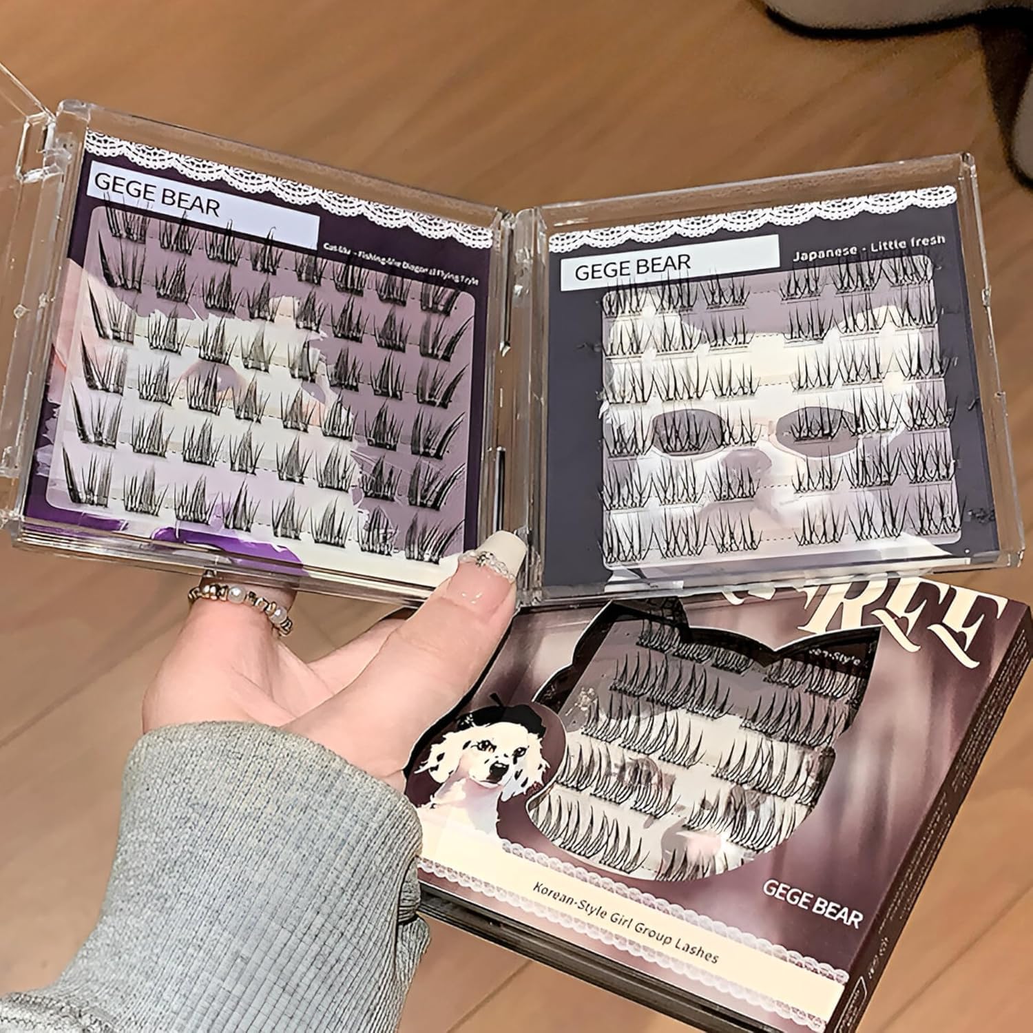 Gege Bear Glue Free False Eyelashes | Fabulash Eye lashes for Women | Easy to Fits in Any Eye shape | Black Natural Thickness Length and Lightweight | 36pcs Self Adhesive Eyelash Clusters, Lash Clusters Press On Lashes Self Stick Cluster | Reusable Extensions for Girls (05#Japanese, 36pcs)-image-9