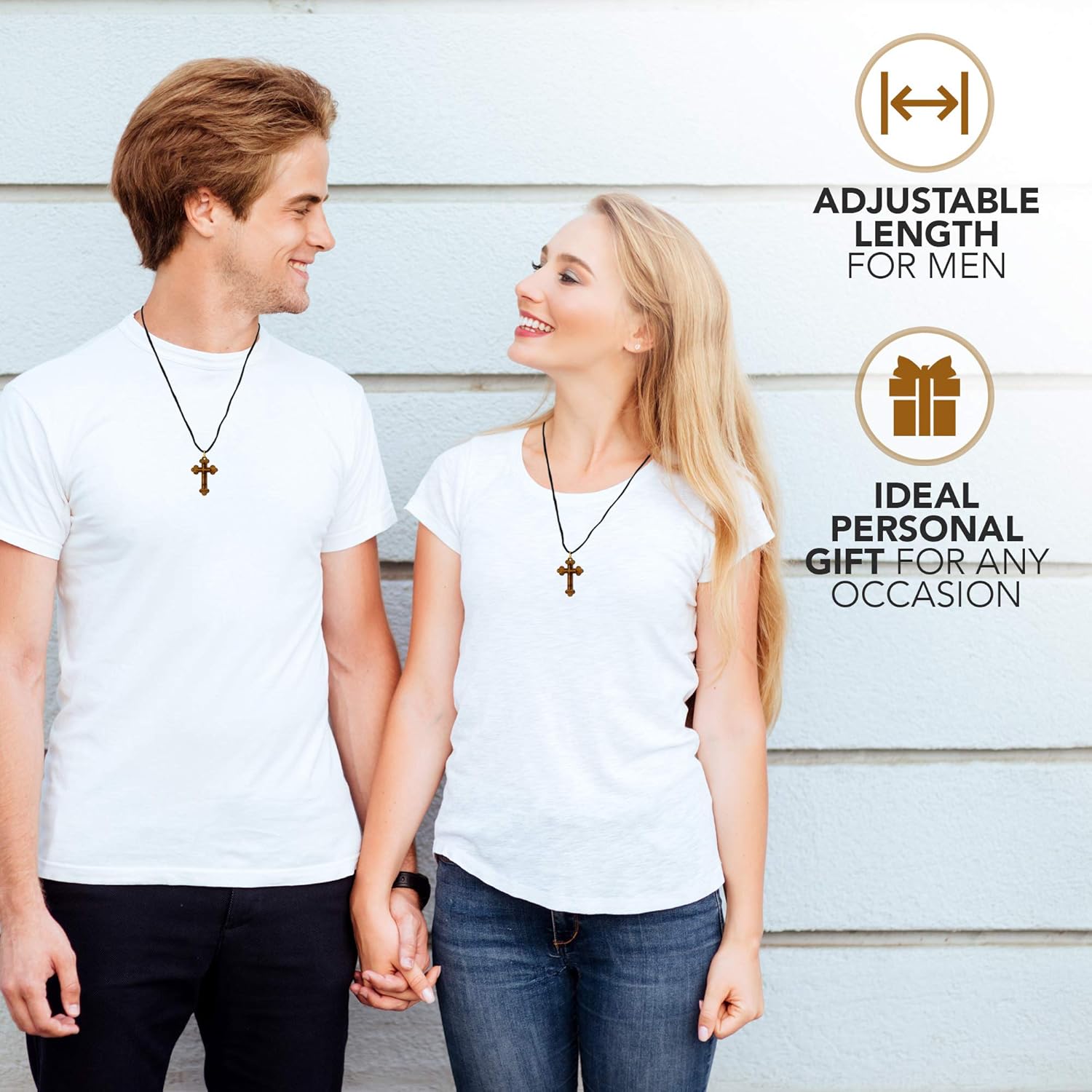 Most Original Gifts Certified Bethlehem Made Wooden Cross (Olive Wood) Budded Cross Pendant on Black Cord Necklace in Natural Cotton Pouch - 24" Adjustable Wood Cross Necklace for Men & Women - Image 4