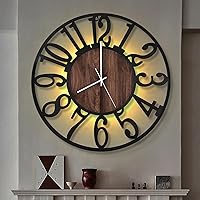 Vista 21 de LEIKE Relojes de Pared LED Grandes, Silenciosos, Sin Tictac, Funcionan con Pilas, Rústico Redondo Moderno Gran Reloj de Pared de Madera para Sala