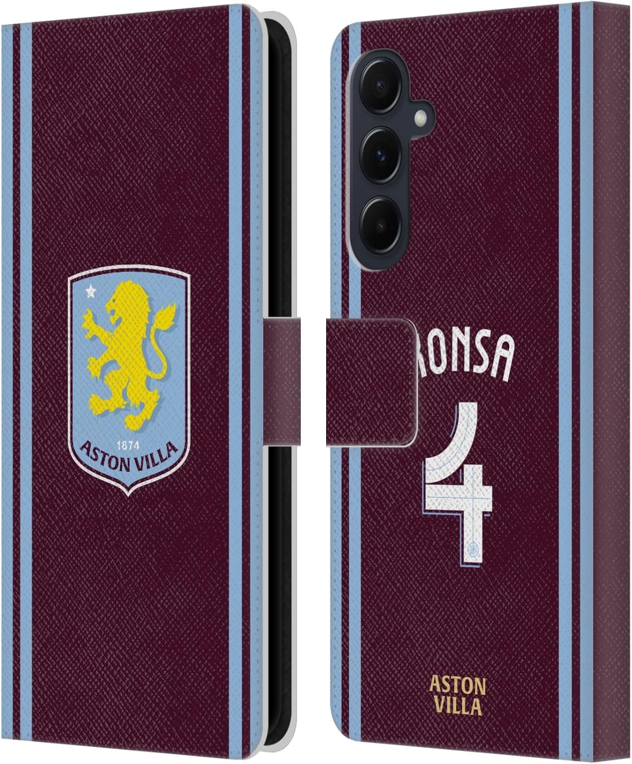 Head Case Designs Officially Licensed Aston Villa Football Club Ezri Konsa 2024/25 Crest Player Kit Leather Book Wallet Case Cover Compatible with Samsung Galaxy A55 5G