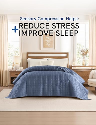 Miniatura 2 de YnM Exclusive Cooling Weighted Blanket, Bed Blanket for One Person of 140lbs, Ideal for Twin/Full Bed (48x72 Inches, 15 Pounds, Blue Grey)