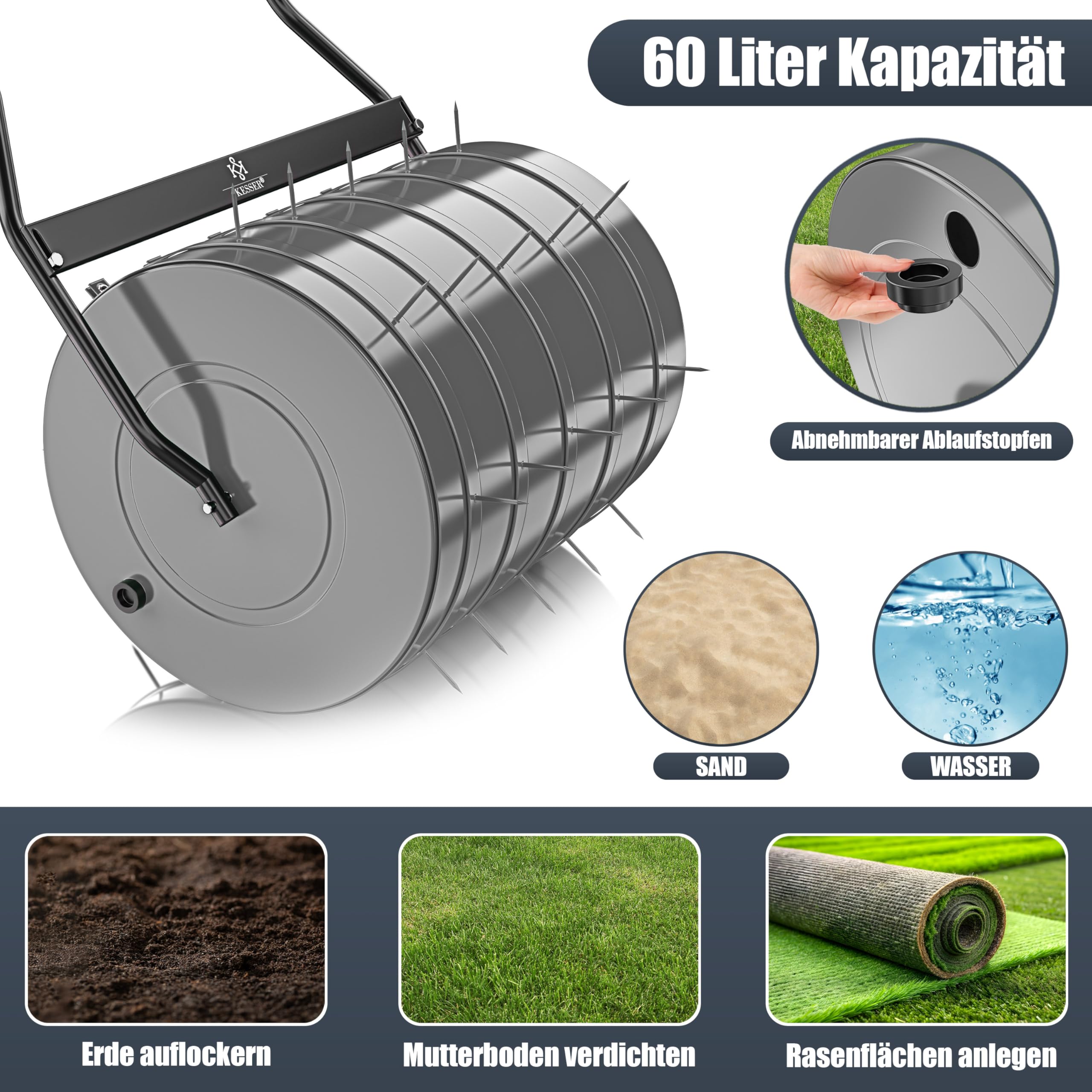 KESSER Rullo Per Prati - Strumento Essenziale Per Un Giardino Perfetto - Foto 11