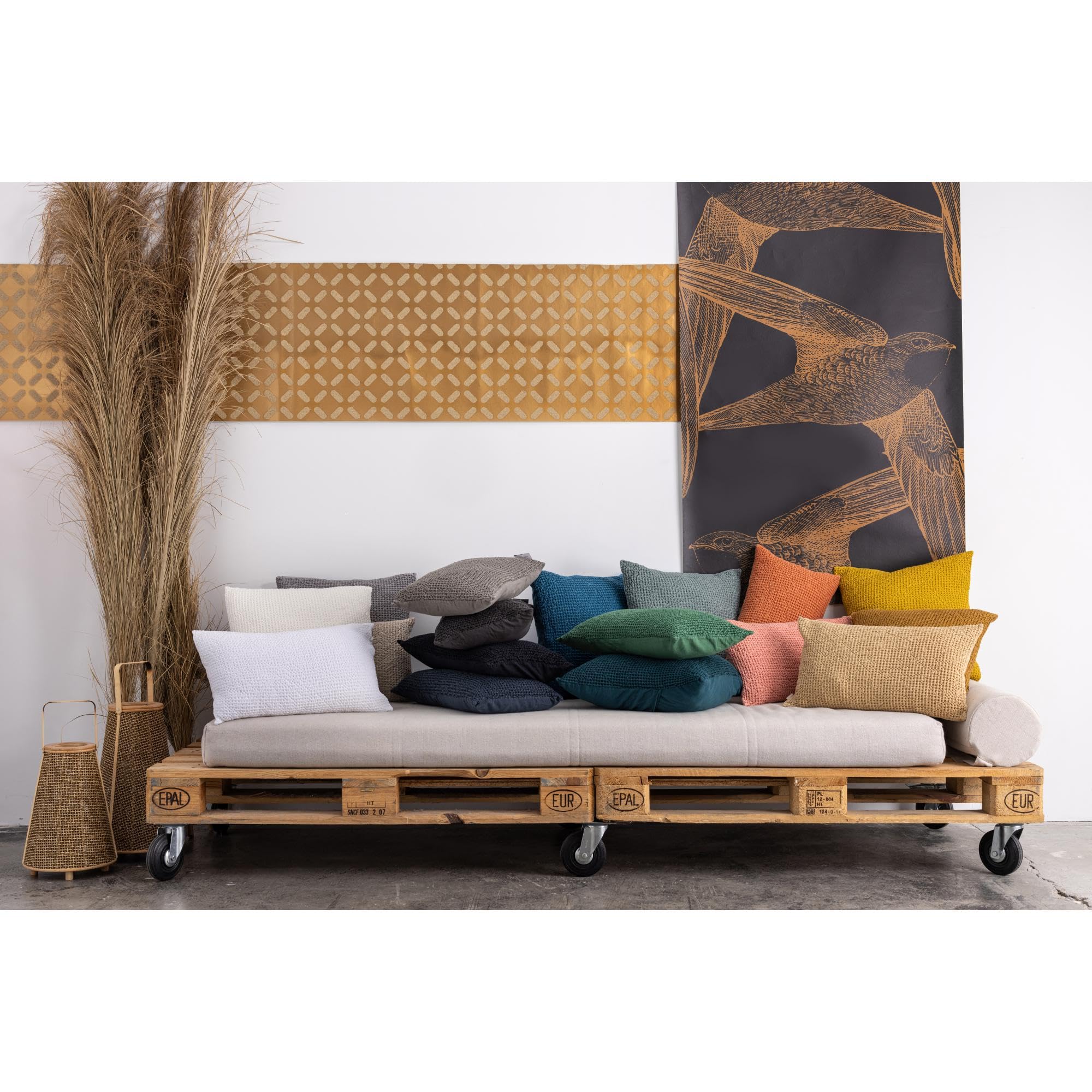 Vivaraise - Plaid Maïa – 140x200 cm – Couverture d'appoint Chaude, jeté de canapé Doux – 100% Coton Stonewashed – Tissage nid d'abeille