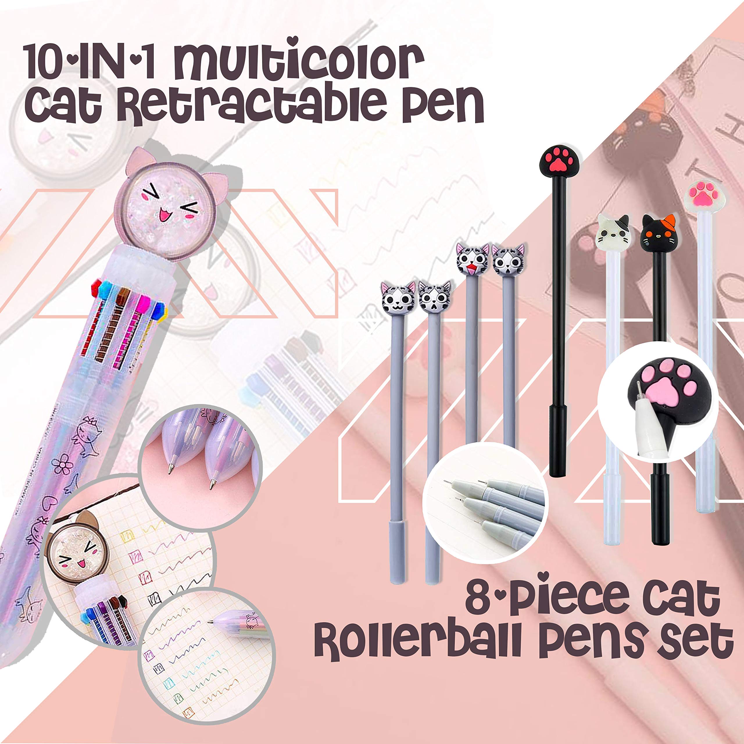 Buy Cute Stationary Set Pop Up Pencil Case, 8 x Cat Pens, 10in1 Multi
