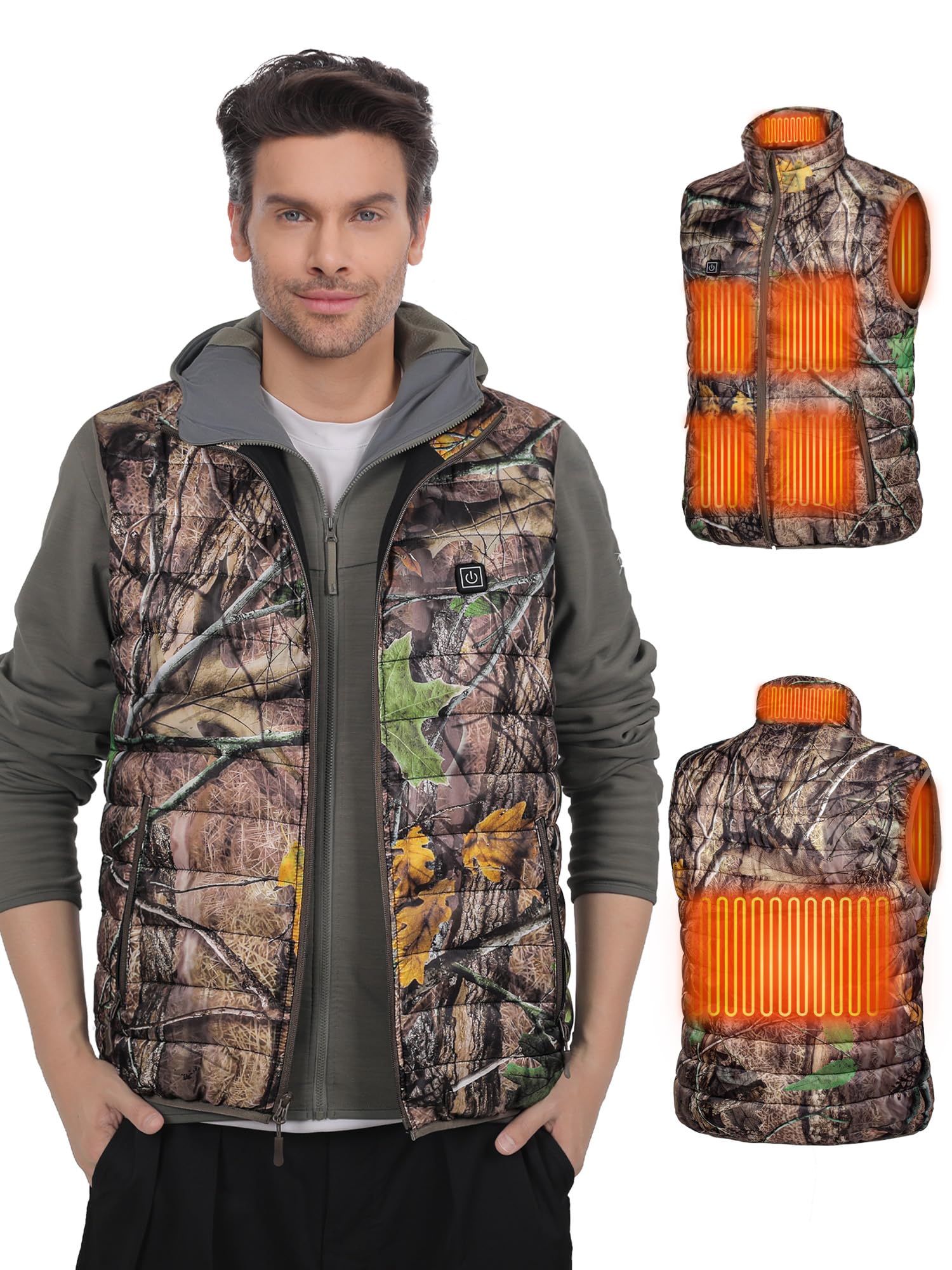 HOTHUGZ Heated Vest for Men with 12V 10000mAh Battery Pack, Men’s Lightweight Heated Vest Liner, Winter Outdoor Electric Vest