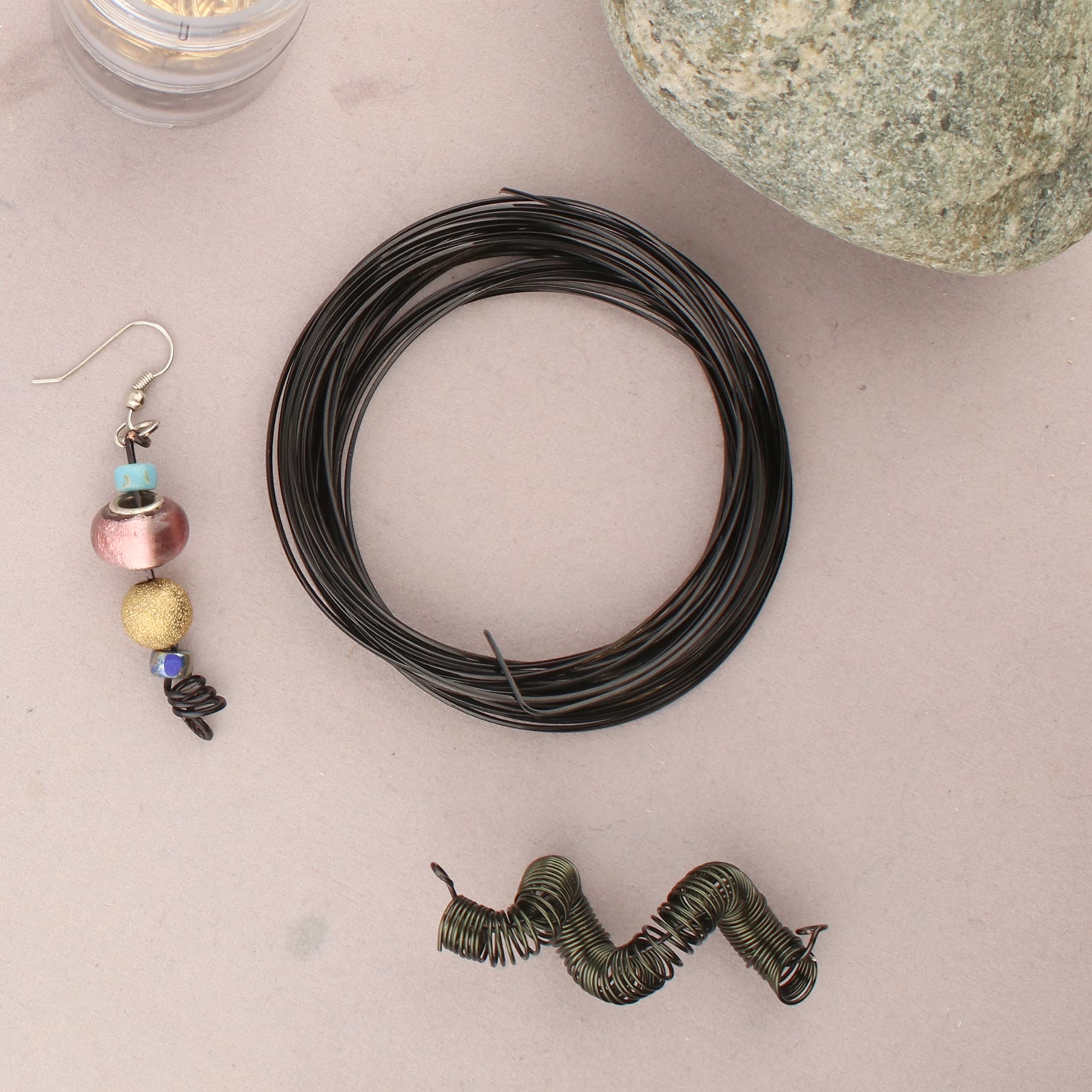 The Beadsmith Halbrunder Basteldraht – Drahtelemente – mittlere Temperatur – 18 Gauge, 7 Yard Spule – schwarze Farbe
