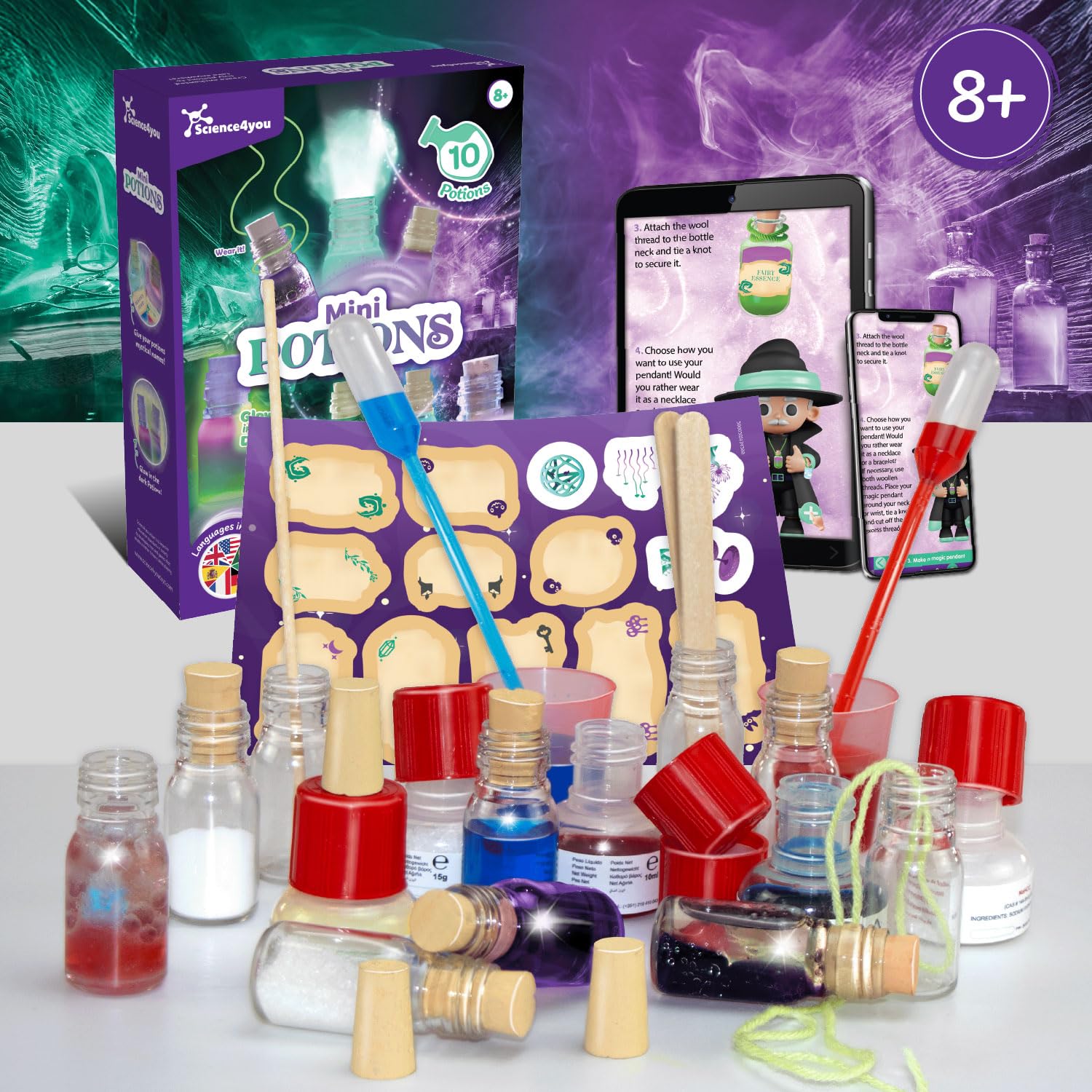 Science4you Mini Potions Magiques – Kit Scientifique pour Enfants 8-12 Ans, Potions Qui Brillent dans le Noir