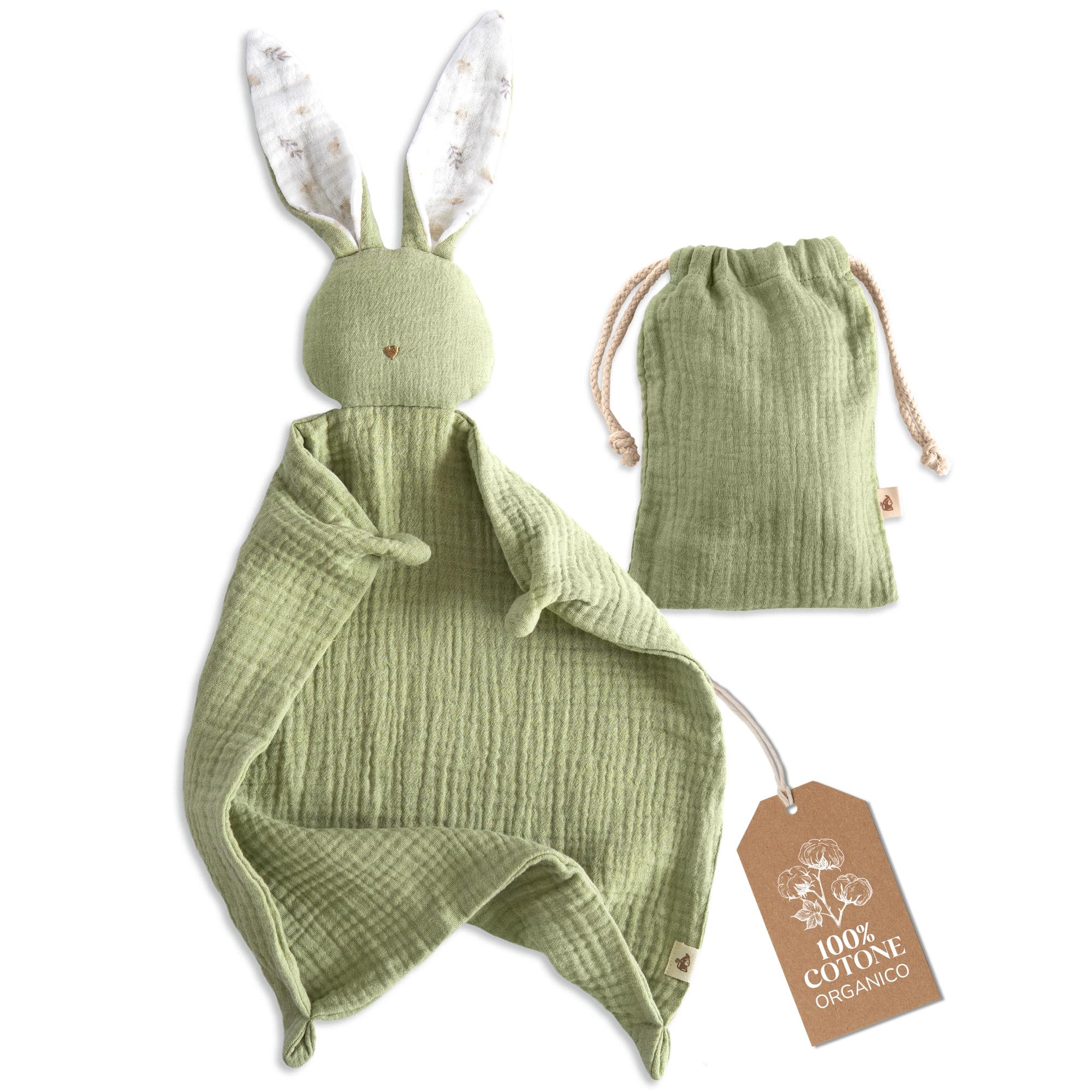 Mikito - Copertina per Neonato Doudou 30x30cm in Cotone Organico - Mussola in Cotone per Neonati - Perfetta per Avvolgere il Tuo Bambino Appena Nato - Regali Originali per Neonati