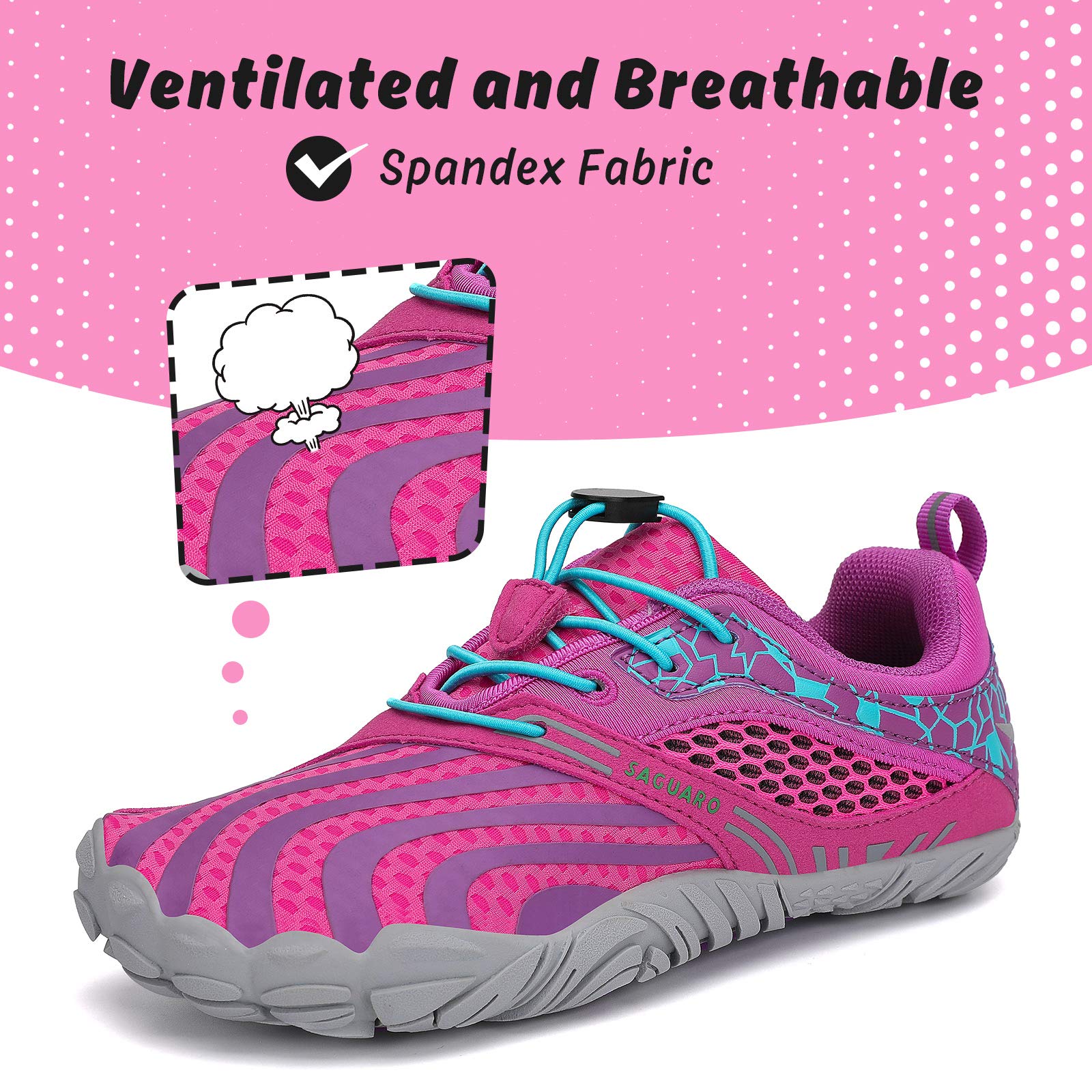 SAGUARO Kids' Barefoot Shoes Boys Girls Quick Dry Aqua Athletic Sneakers Lightweight Sport Footwear Toddler Water Shoes Purple/Stripe 11 Little Kid