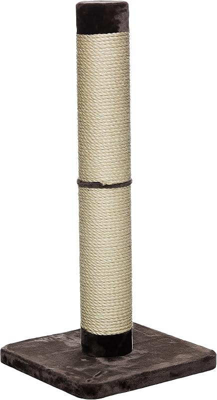 Feline Nuvo Grand Forte Scratching Post, 41 Inches Tall, Heavy-Duty Sisal Post with Wide Base, Thick Brown Faux Fur, for Large and Multi-Cat Households