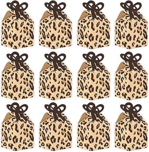 Miniatura 5 de Big Dot of Happiness Estampado de leopardo - Cajas de regalo cuadradas - Cajas de lazo para fiesta de guepardo - Juego de 12